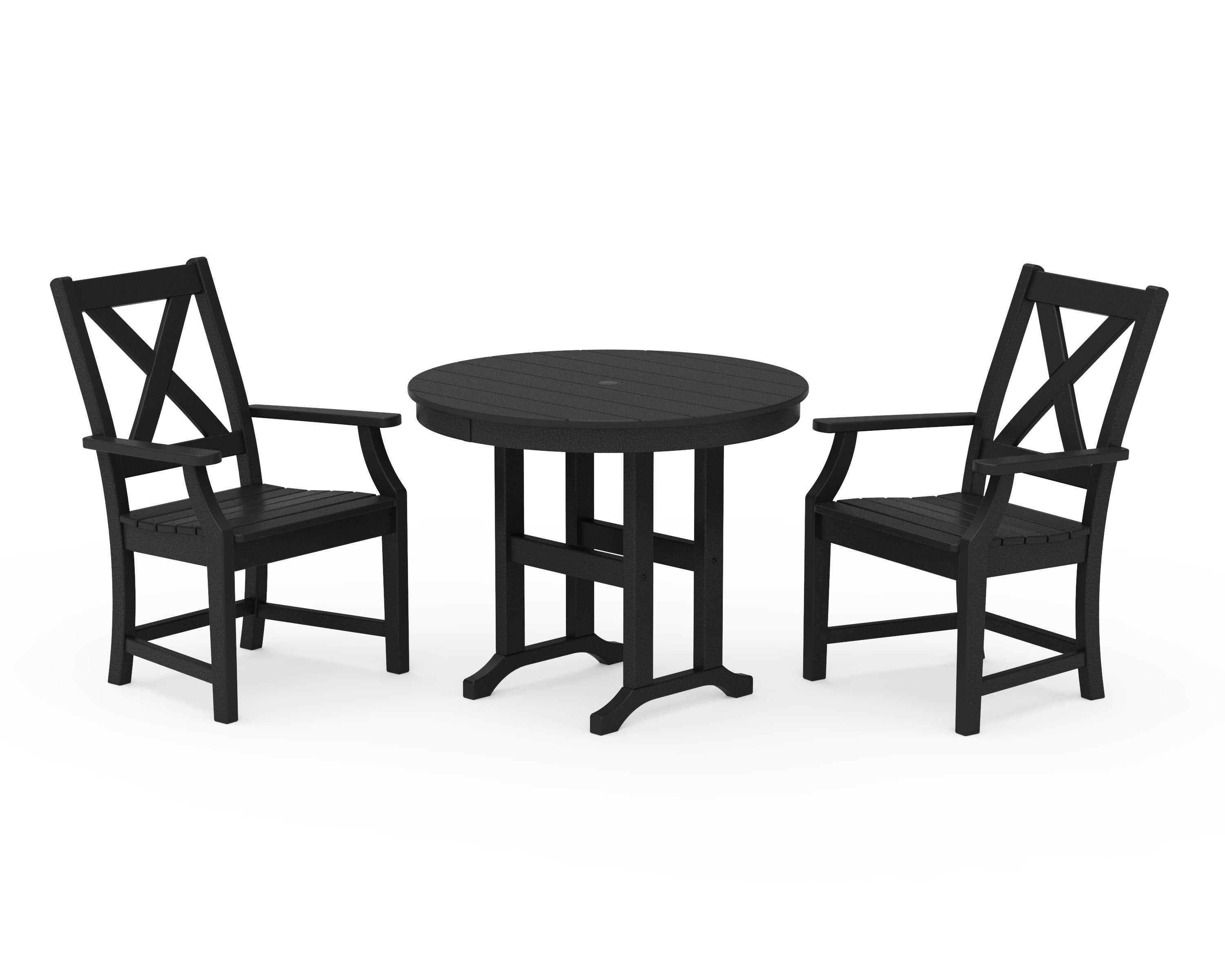 Braxton 3-Piece Round Dining Set in Black