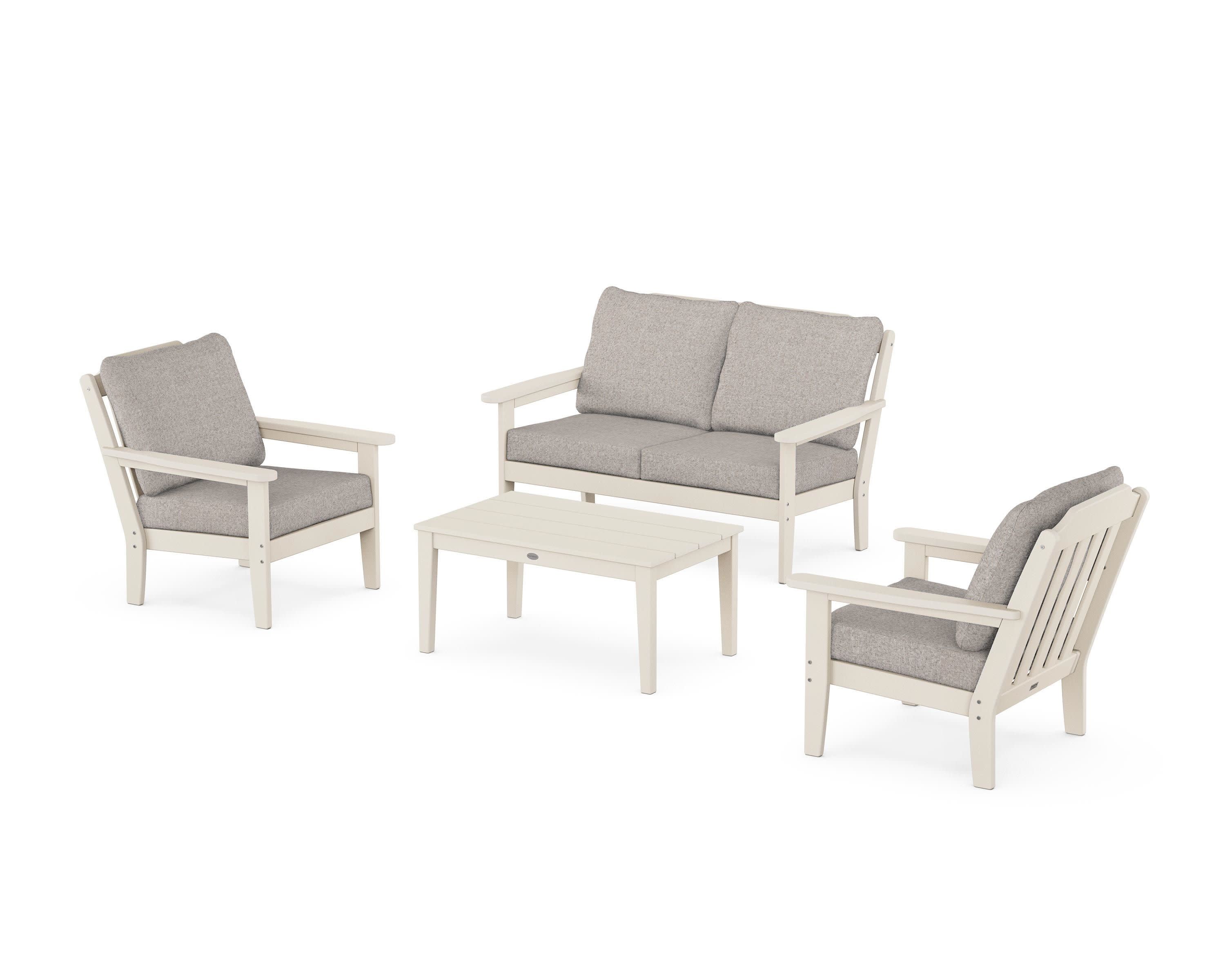 Cottage 4-Piece Deep Seating Set with Loveseat in Sand / Weathered Tweed