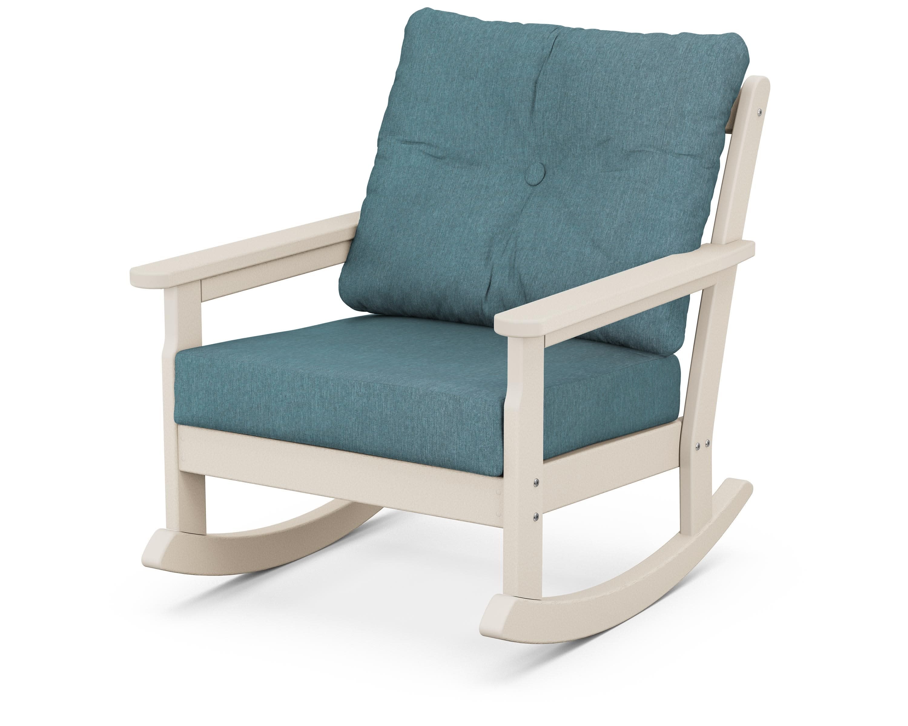 Vineyard Deep Seating Rocking Chair in Sand / Ocean Teal