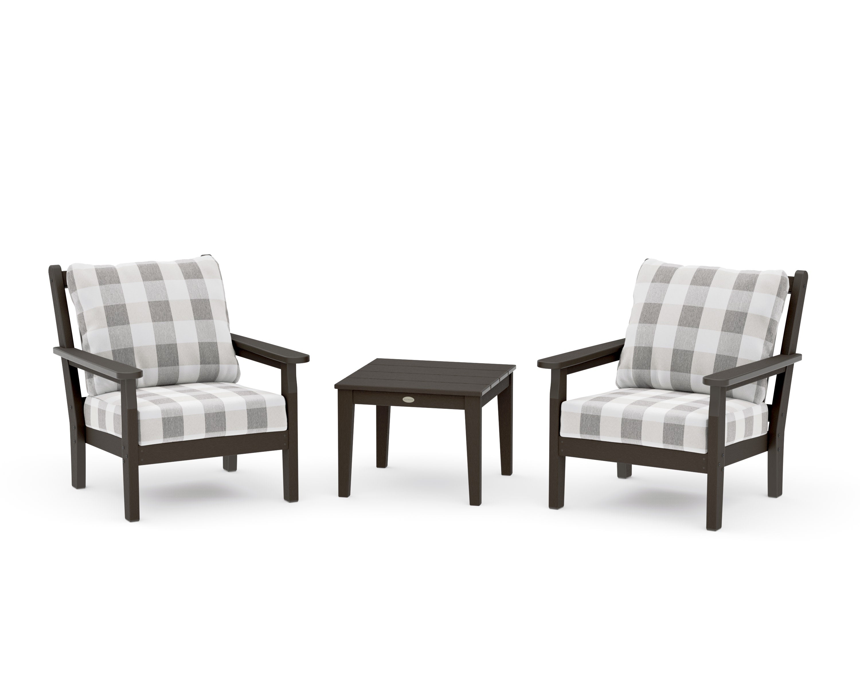 Chippendale 3-Piece Deep Seating Set in Vintage Coffee / Buffalo Plaid Grey Mist