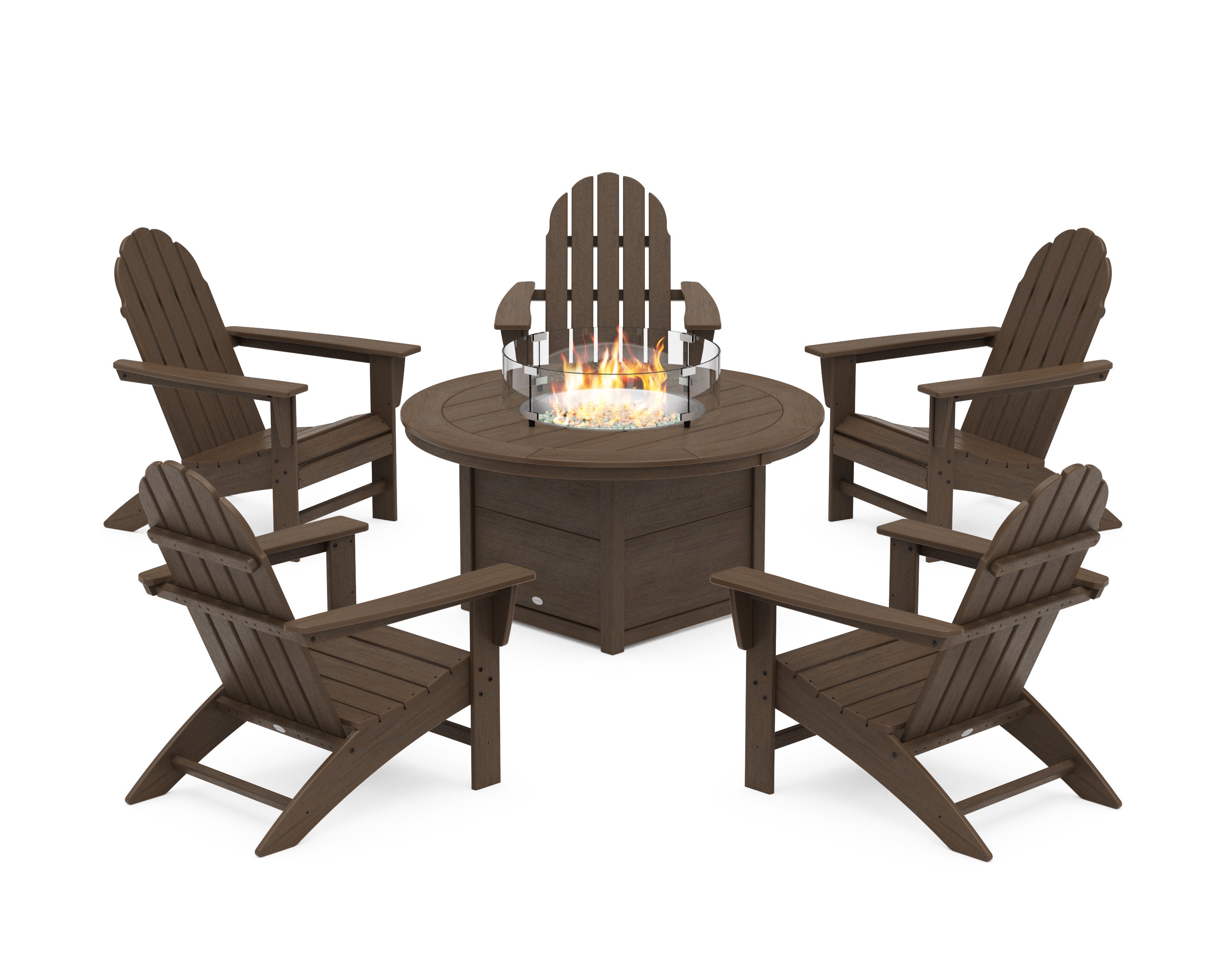 Vineyard Adirondack 6-Piece Chat Set with Fire Pit Table in Kona