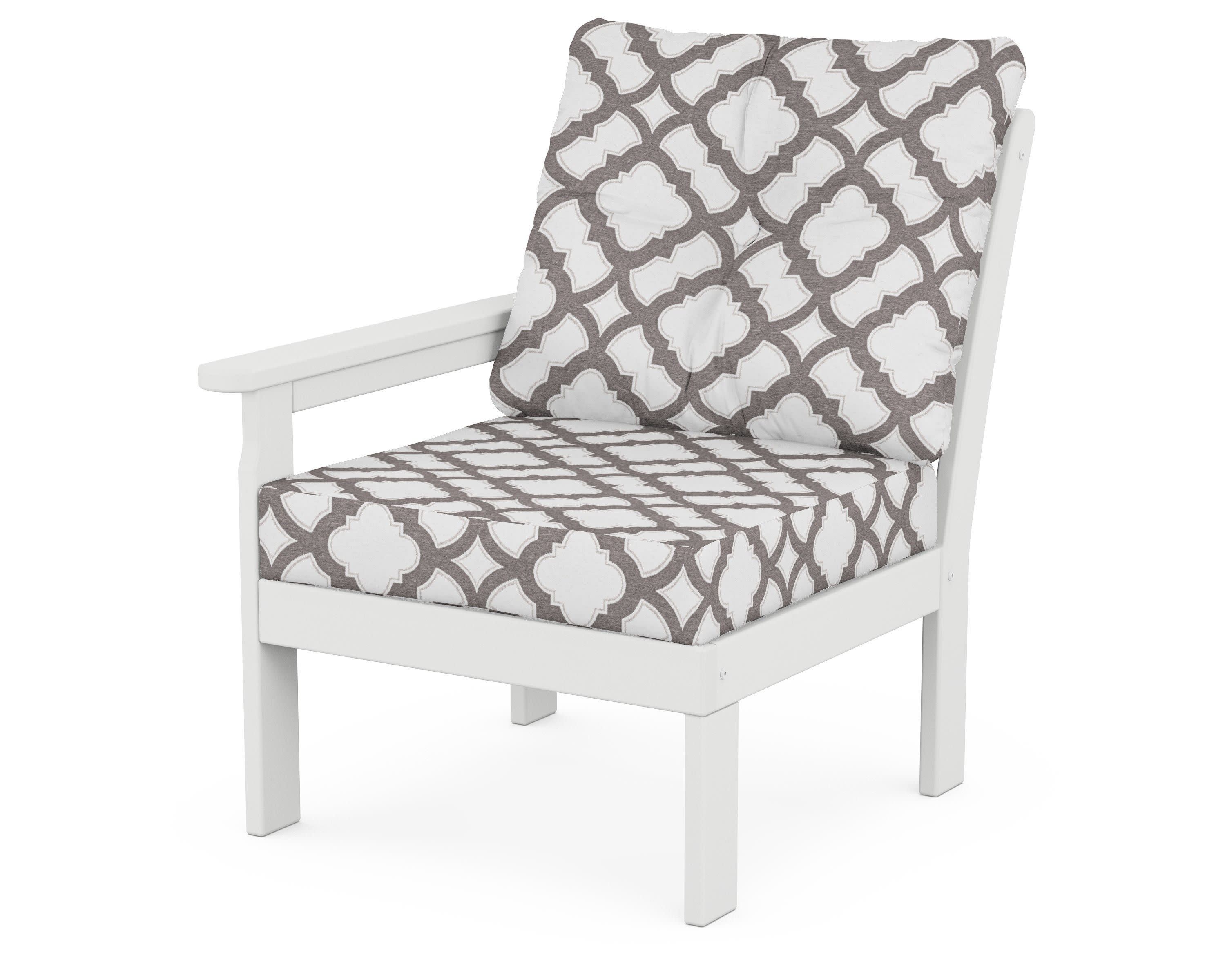 Vineyard Modular Left Arm Chair in White / Trellis Grey Mist