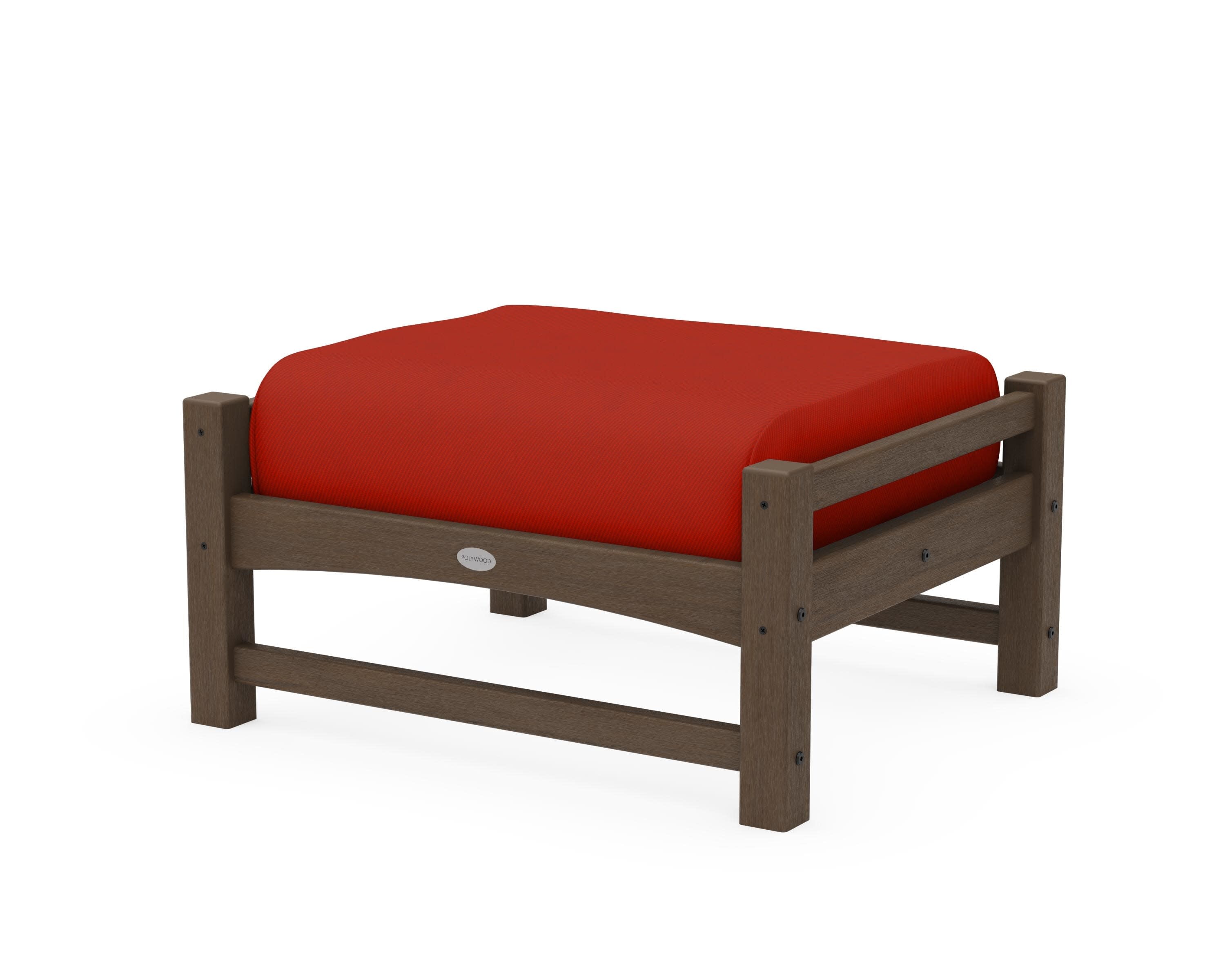 Club Ottoman in Kona / Canvas Jockey Red