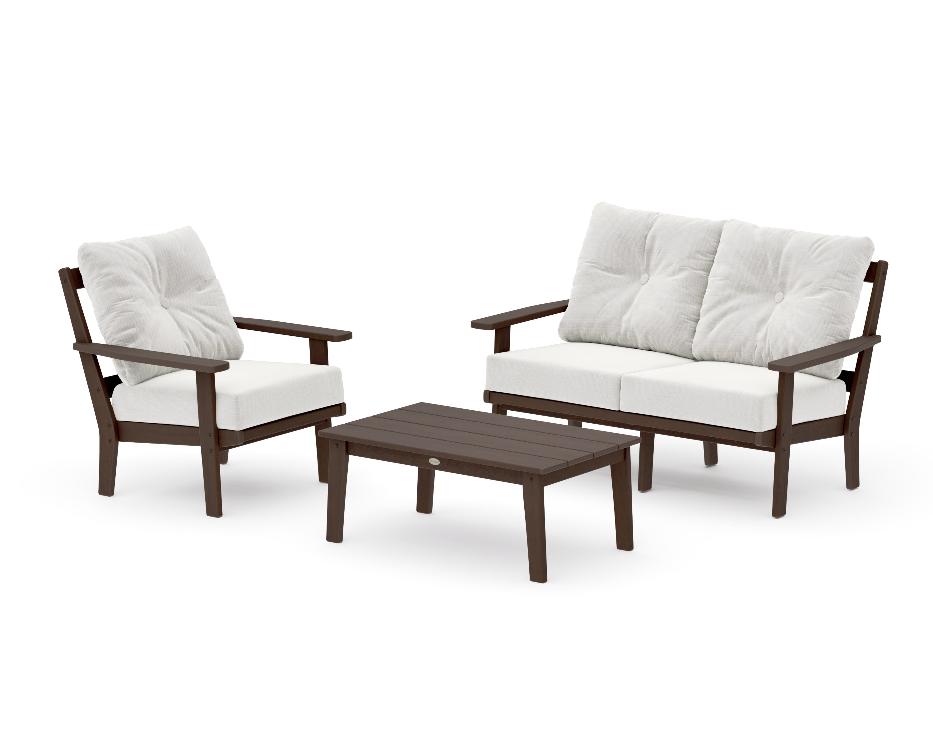 Prairie 3-Piece Deep Seating Set with Loveseat in Kona / Natural Linen