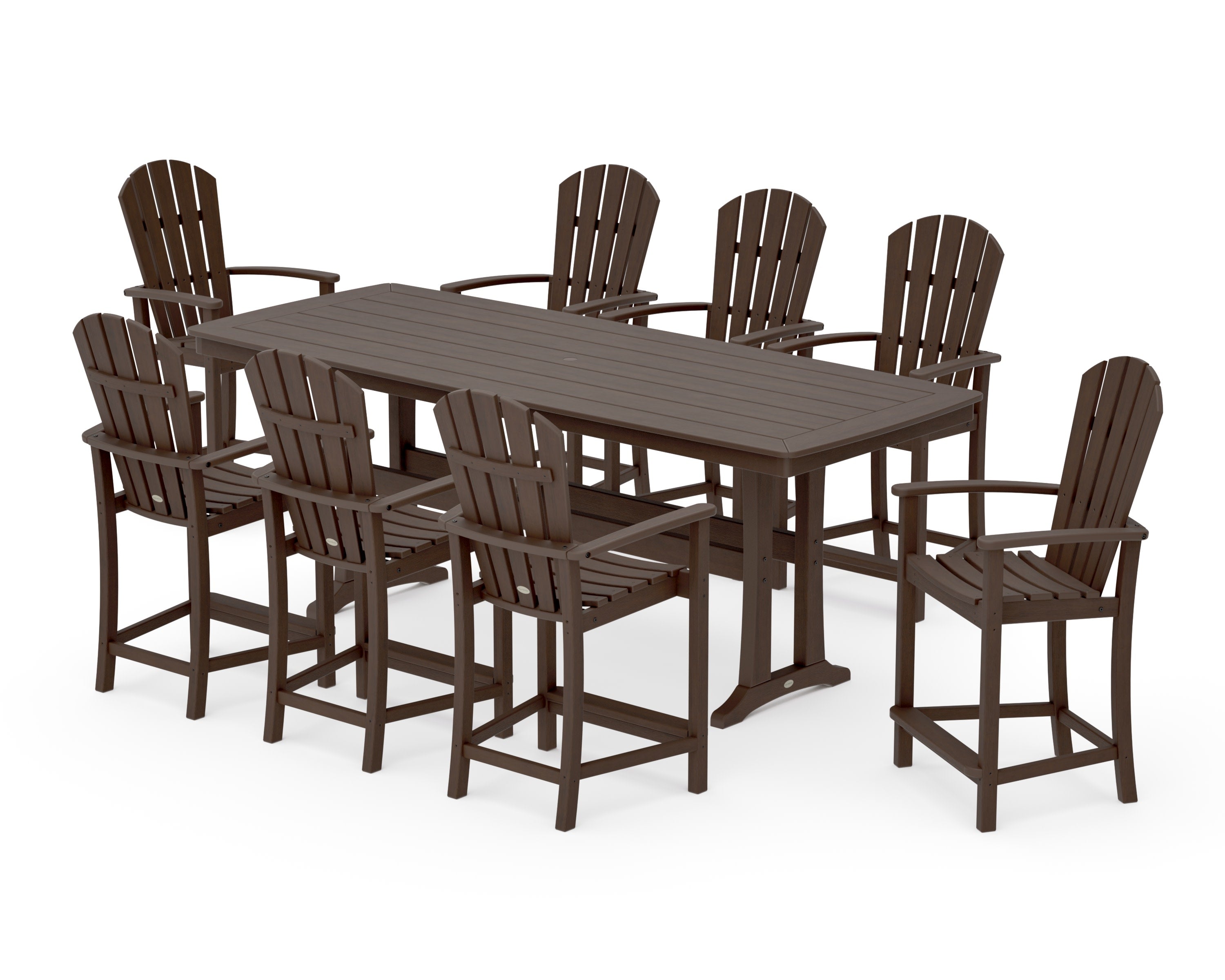 Palm Coast 9-Piece Counter Set with Trestle Legs in Kona