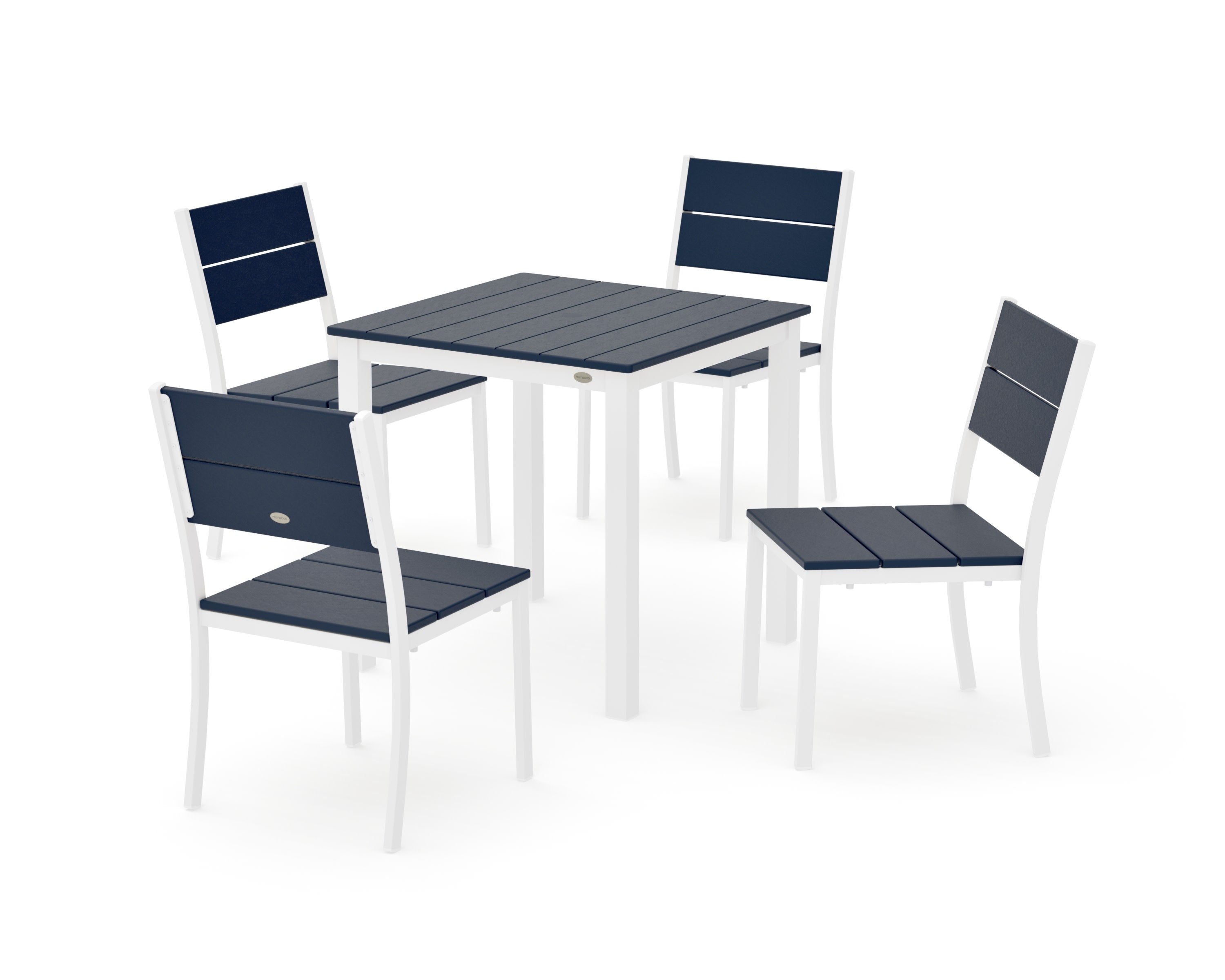 Main Street 5-Piece Square Dining Set- Small in White / Navy