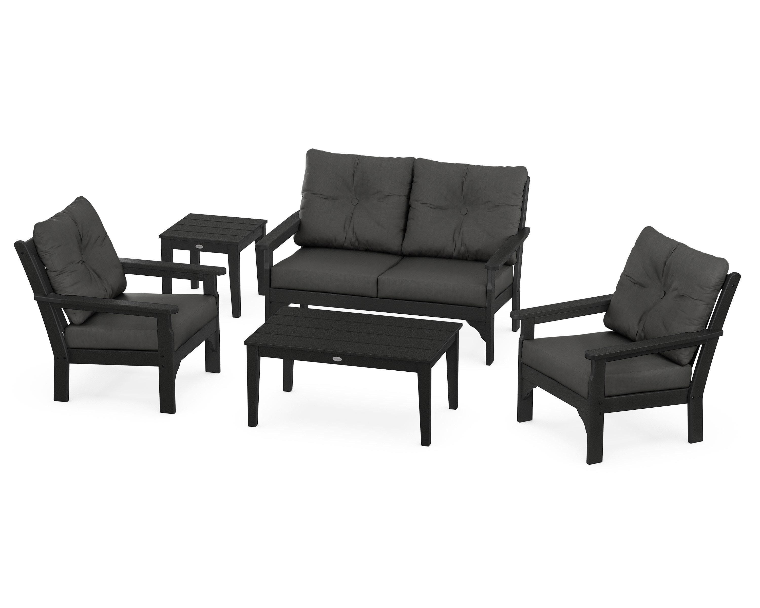 Vineyard 5-Piece Deep Seating Set in Black / Spectrum Carbon