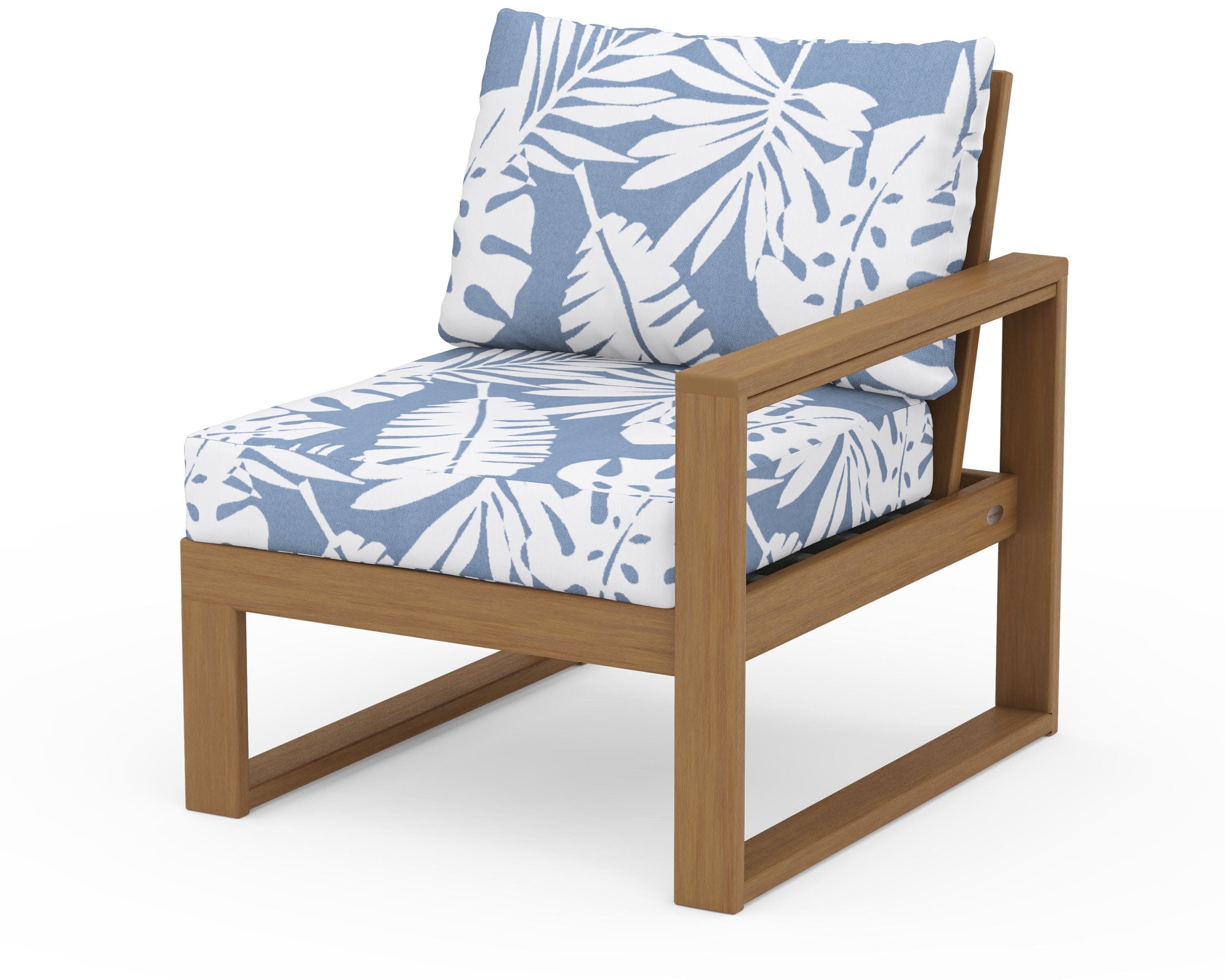 EDGE Modular Right Arm Chair in Natural / Leaf Sky Blue