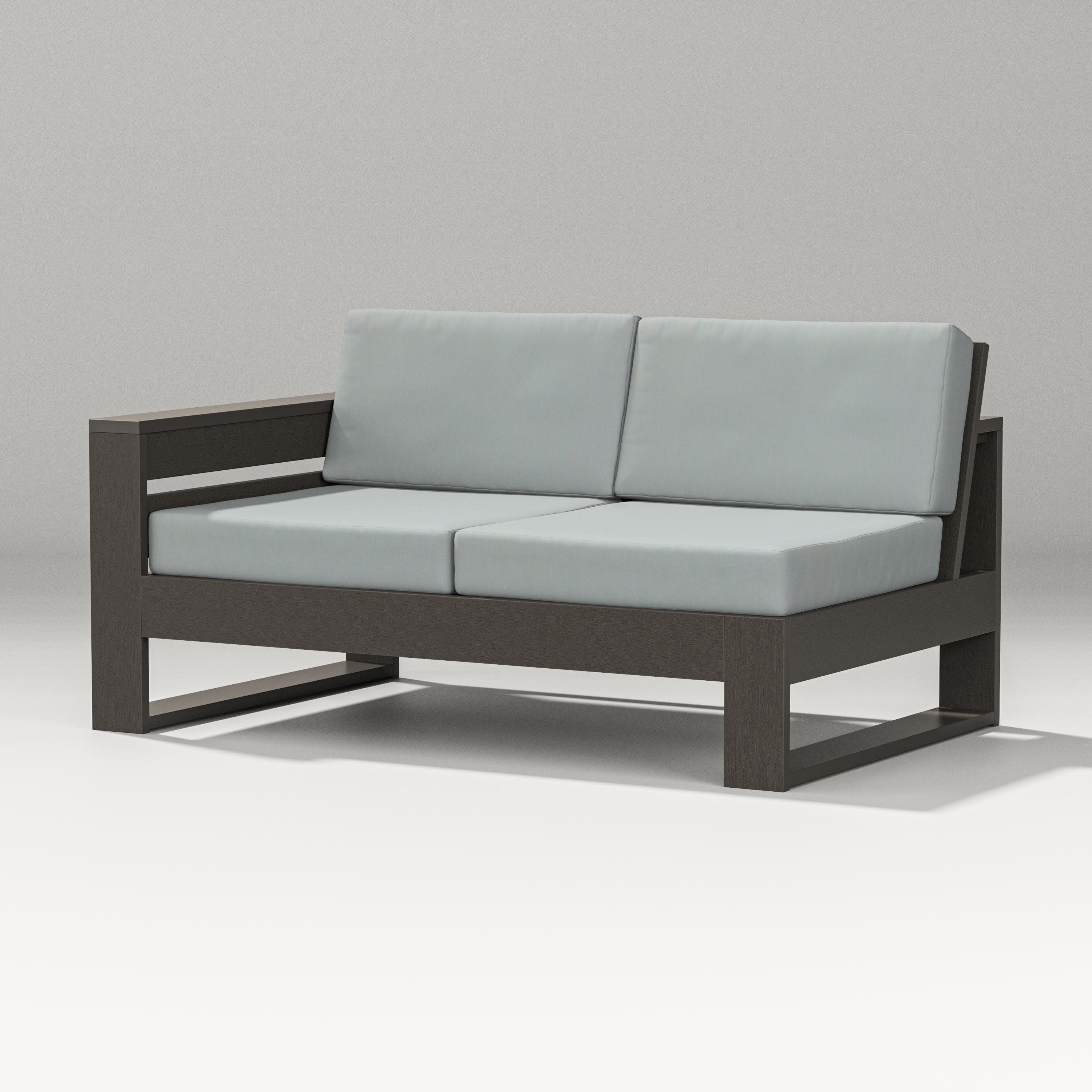 Latitude Modular Left Arm Loveseat in Vintage Coffee / Spa