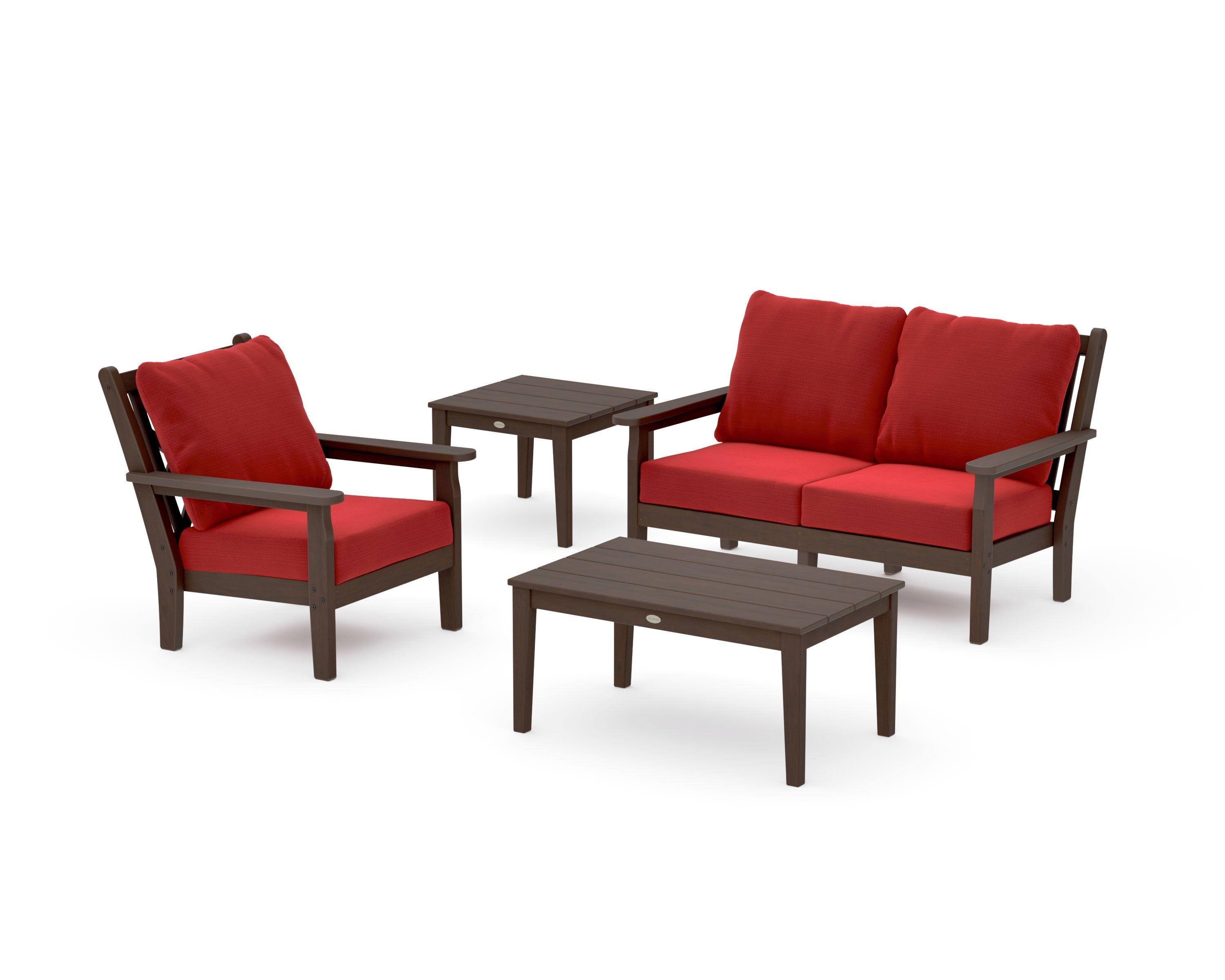 Chippendale 4-Piece Deep Seating Set in Kona / Crimson Linen