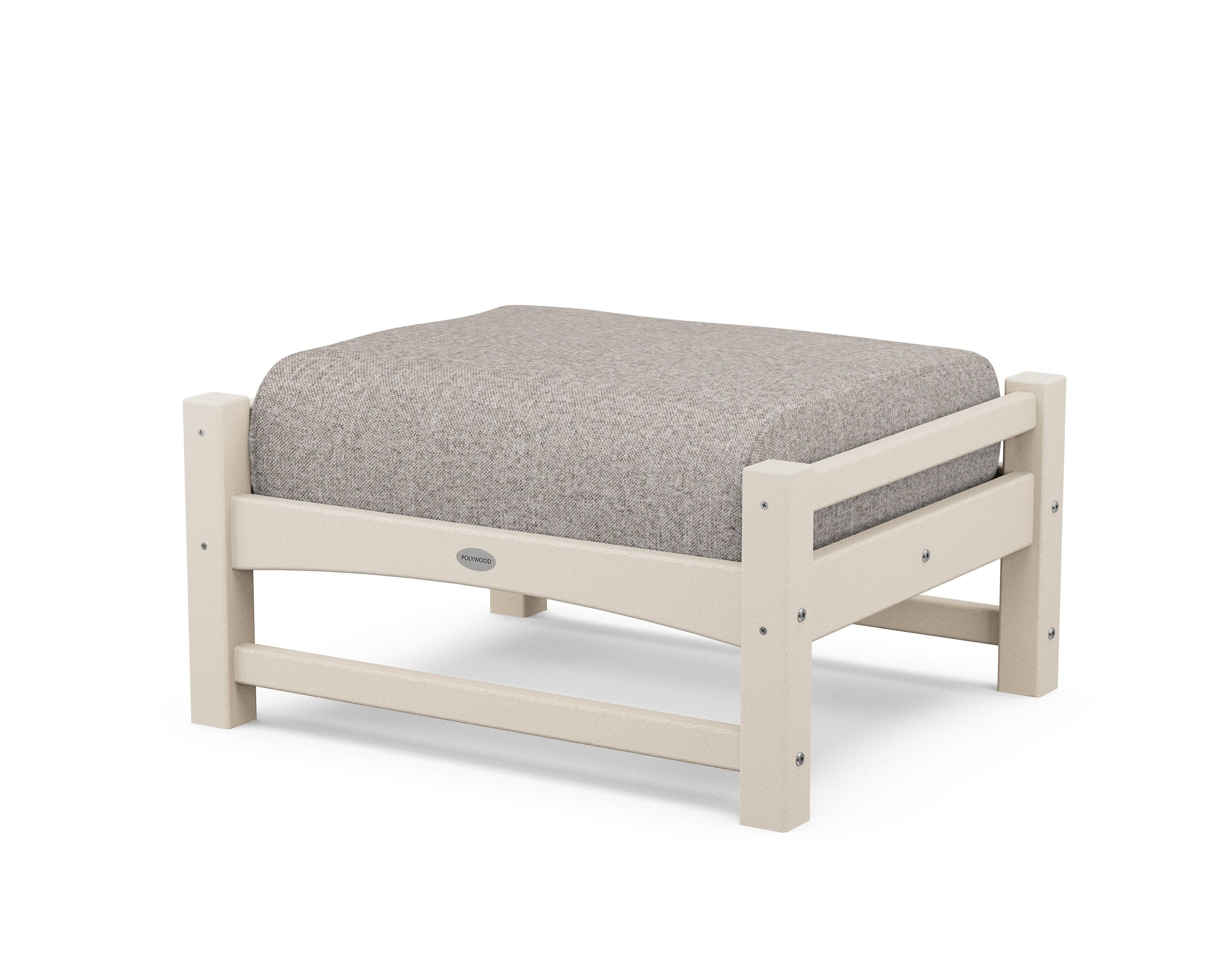 Club Ottoman in Sand / Weathered Tweed