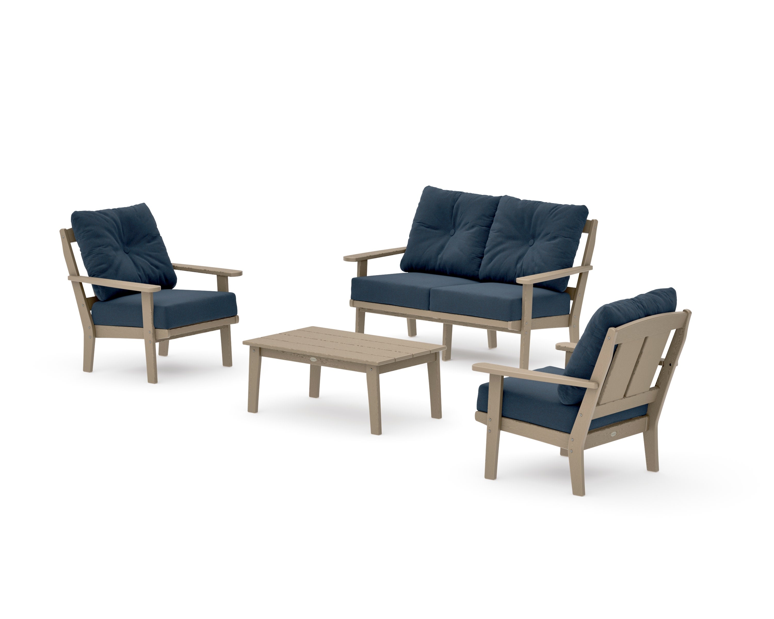Mission 4-Piece Deep Seating Set with Loveseat in Vintage Sahara / Marine Indigo