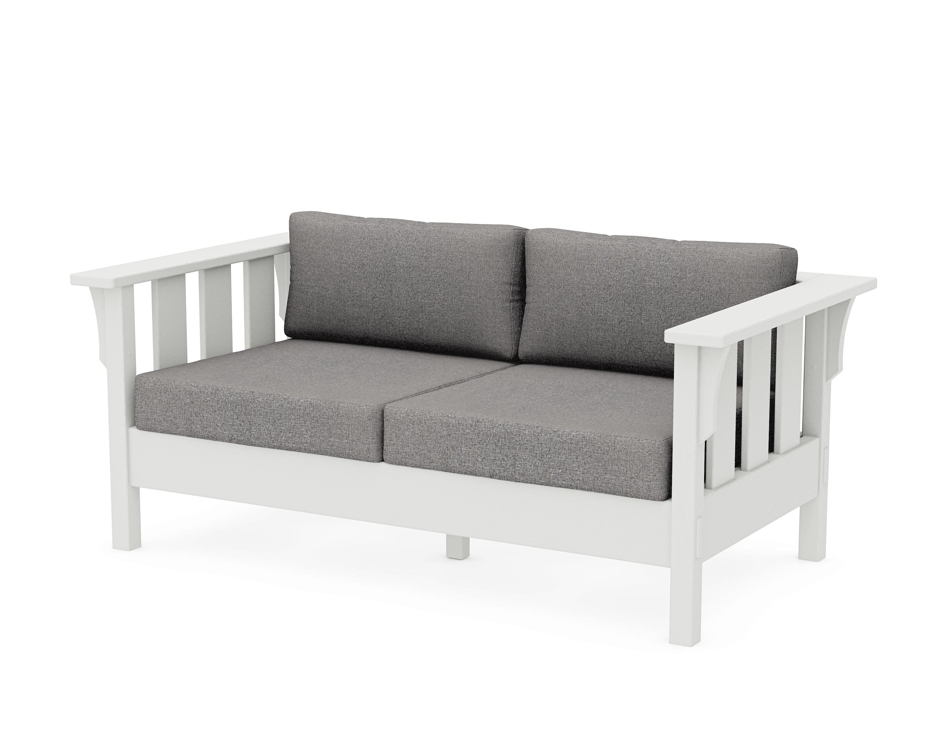 Acadia Deep Seating Loveseat in Vintage White / Grey Mist