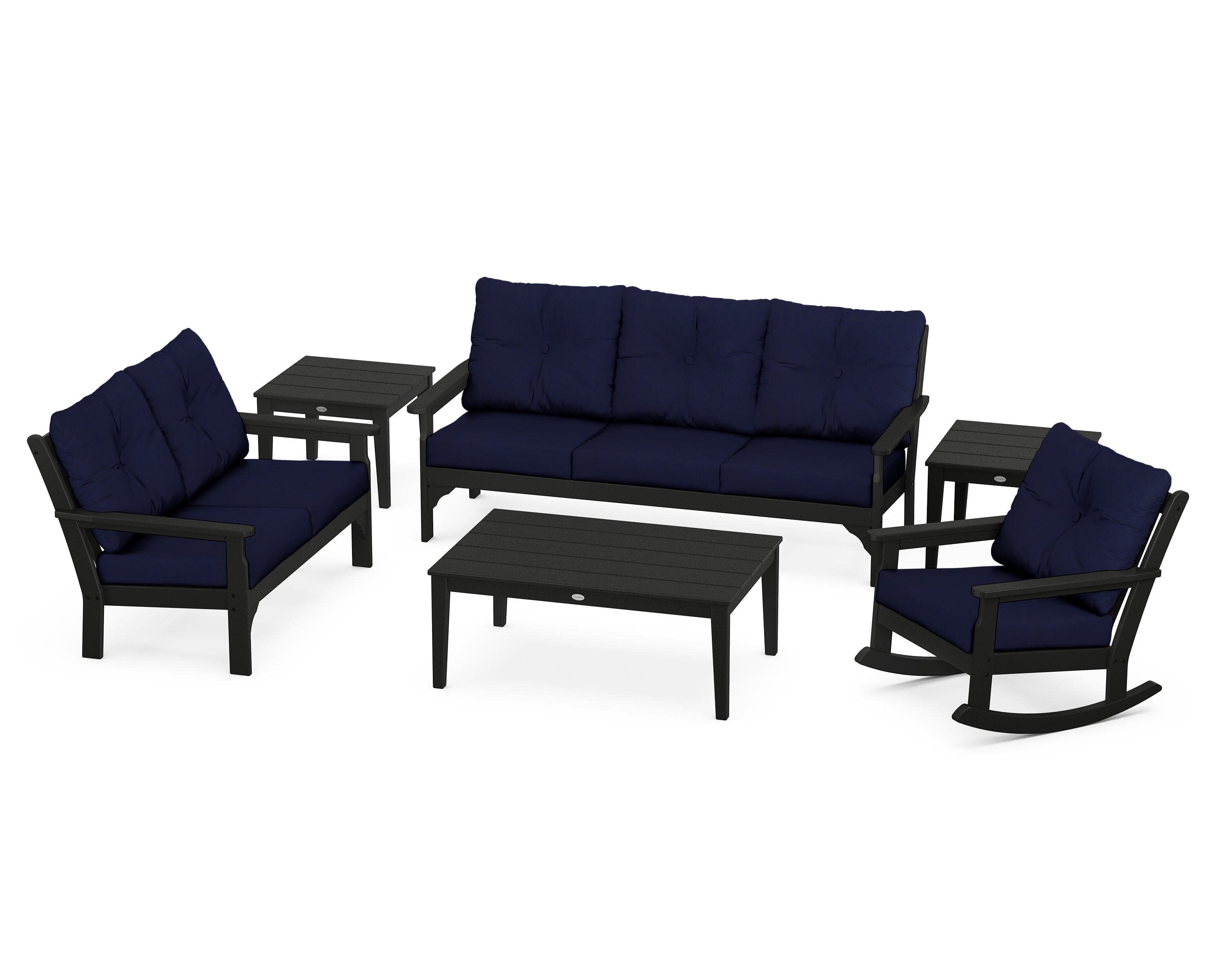 Vineyard 6-Piece Deep Seating Set in Black / Navy