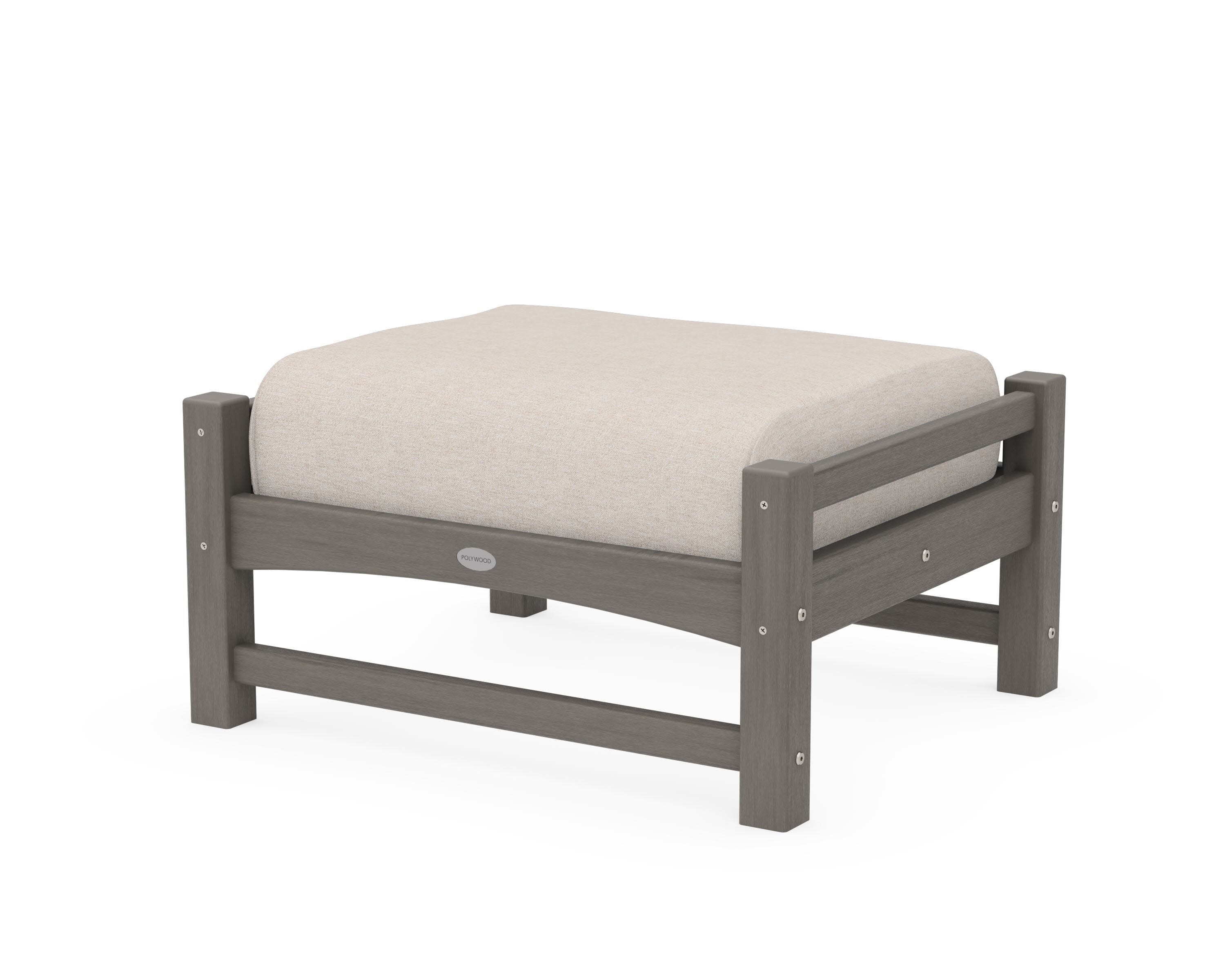 Club Ottoman in Driftwood / Nuance Cloud