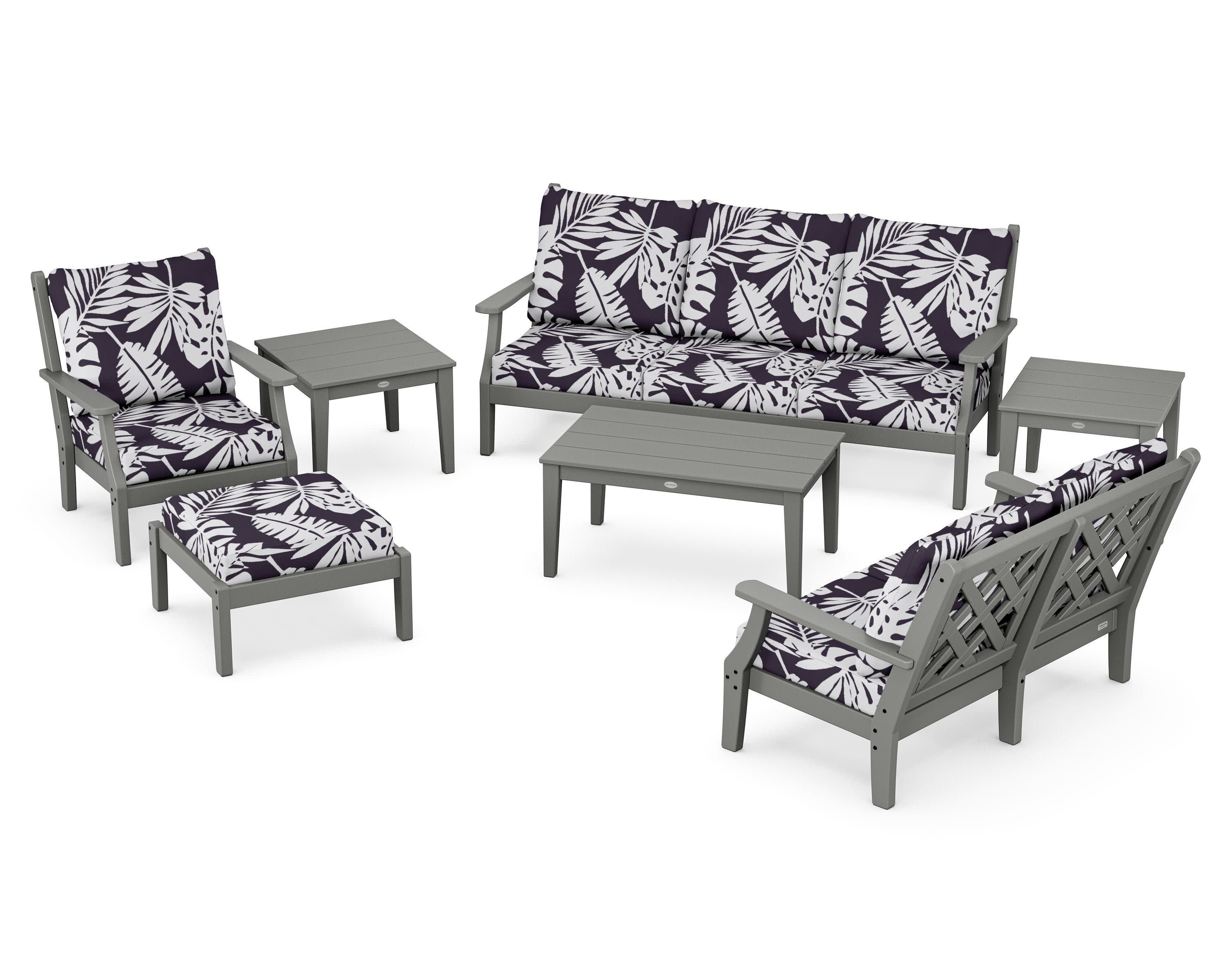 Wovendale 7-Piece Deep Seating Set in Slate Grey / Leaf Navy