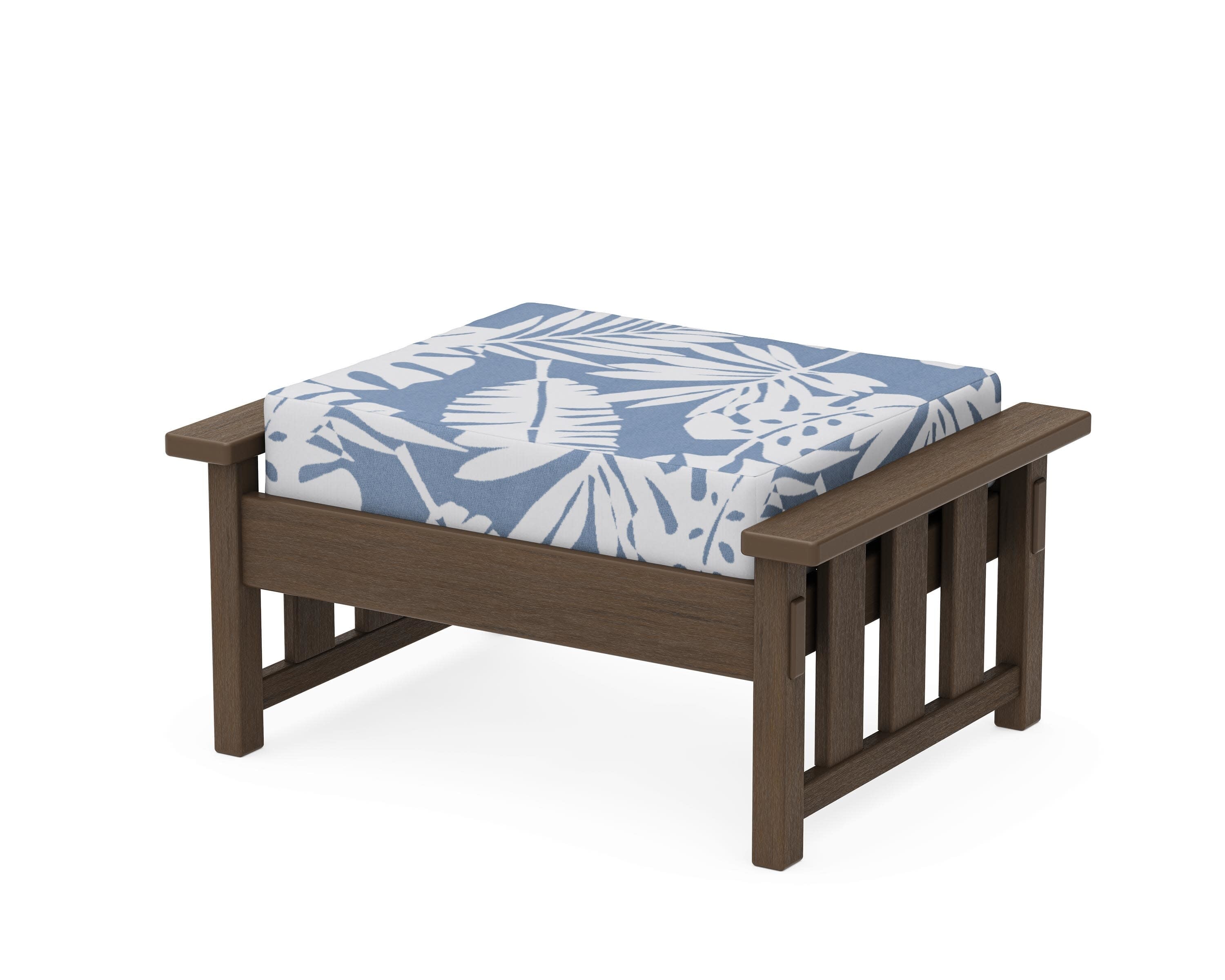 Acadia Deep Seating Ottoman in Kona / Leaf Sky Blue