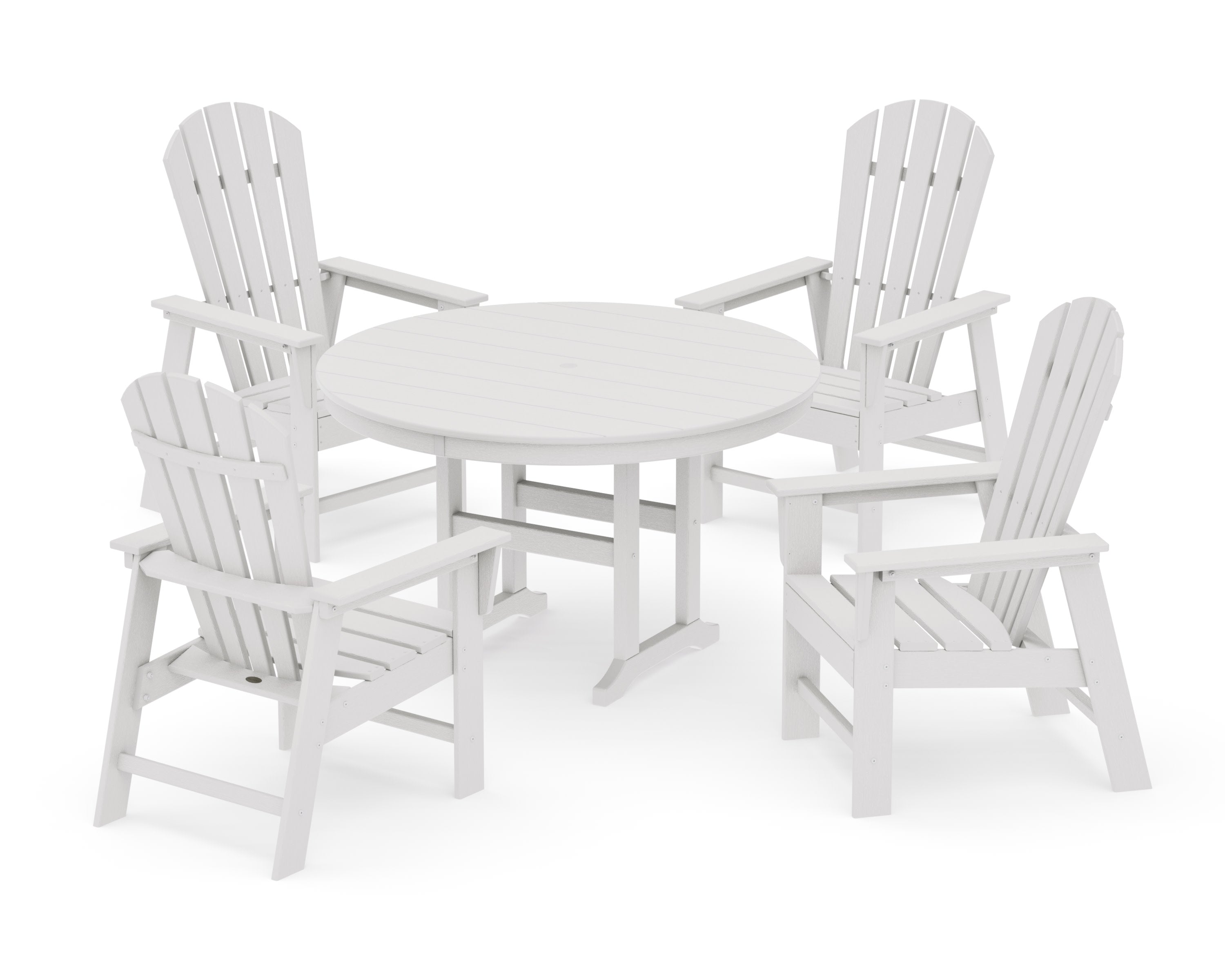 South Beach 5-Piece Round Farmhouse Dining Set in Vintage White