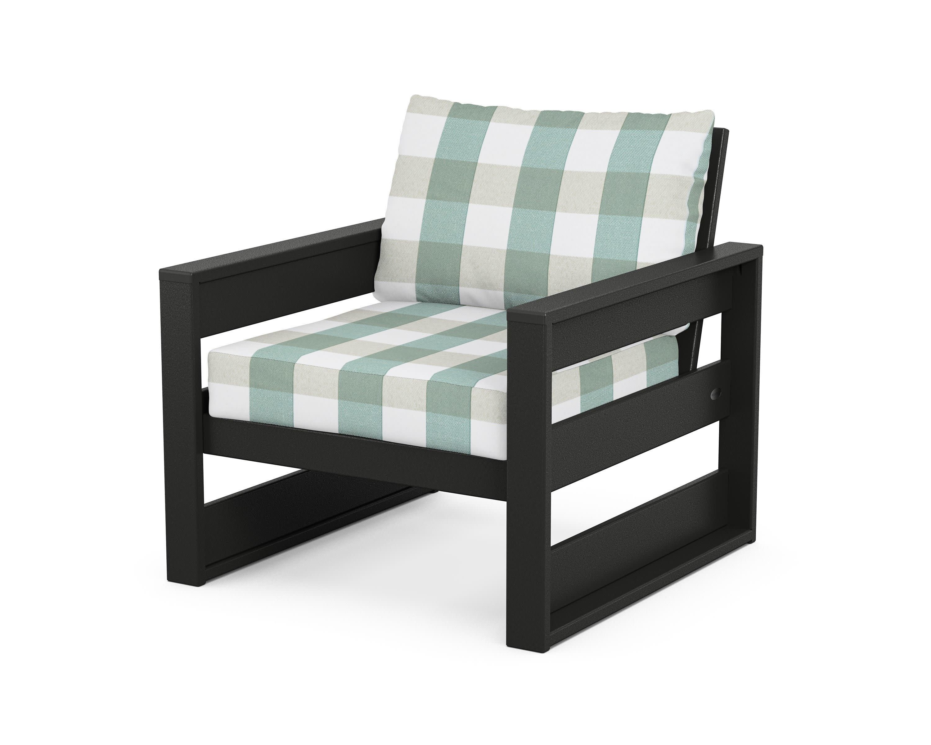 Westport Club Chair in Black / Buffalo Plaid Glacier Spa