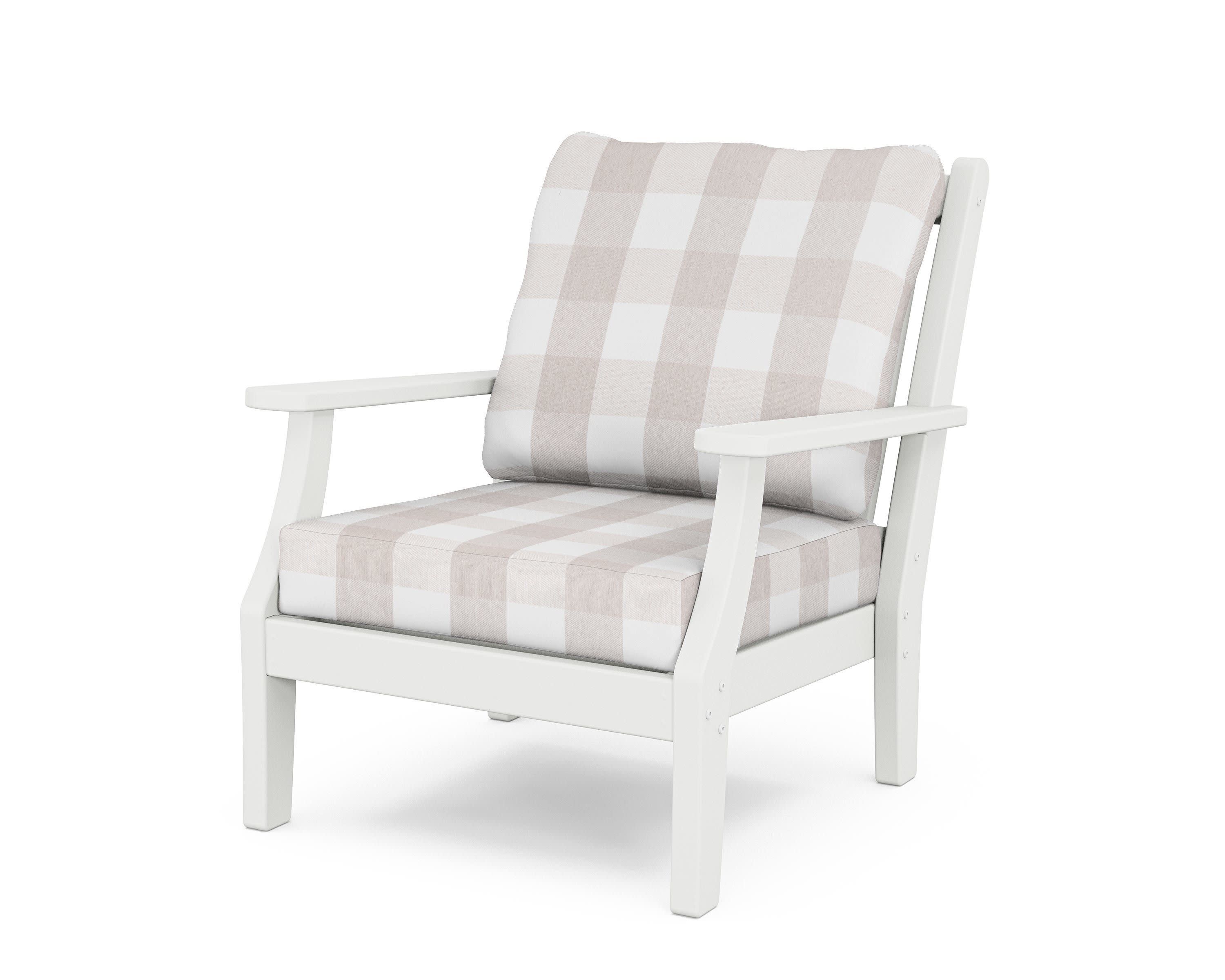 Wovendale Deep Seating Chair in White / Buffalo Plaid Dune Burlap