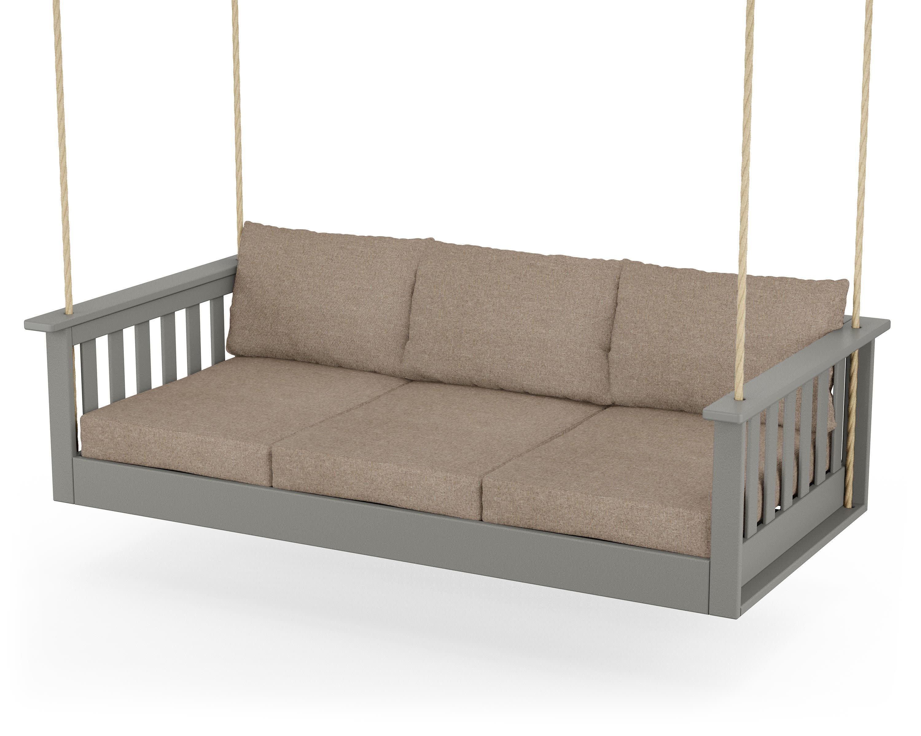 Vineyard Daybed Swing in Slate Grey / Spiced Burlap