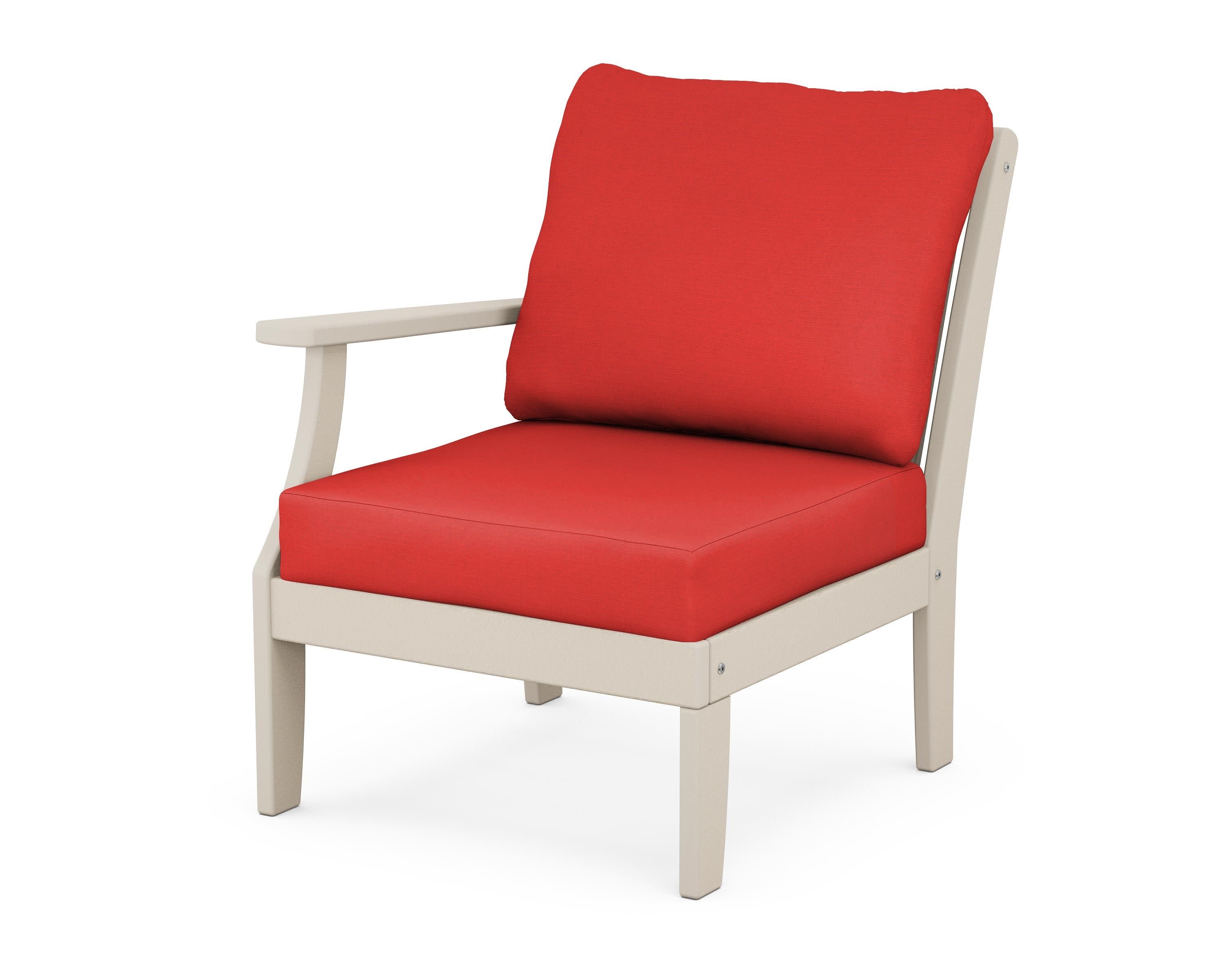 Braxton Modular Left Arm Chair in Sand / Crimson Linen