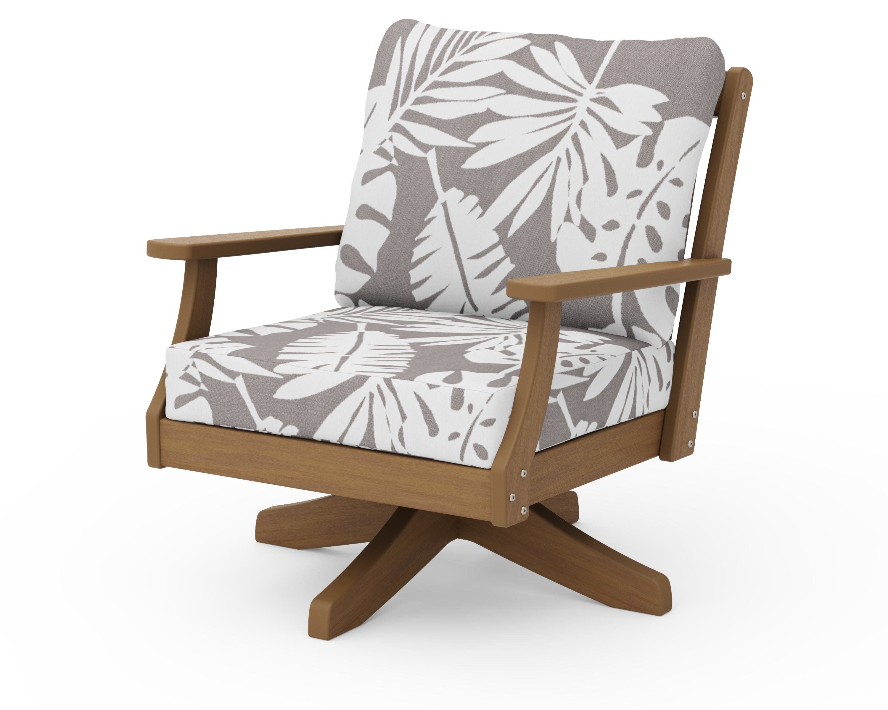 Braxton Deep Seating Swivel Chair in Natural / Leaf Grey Mist