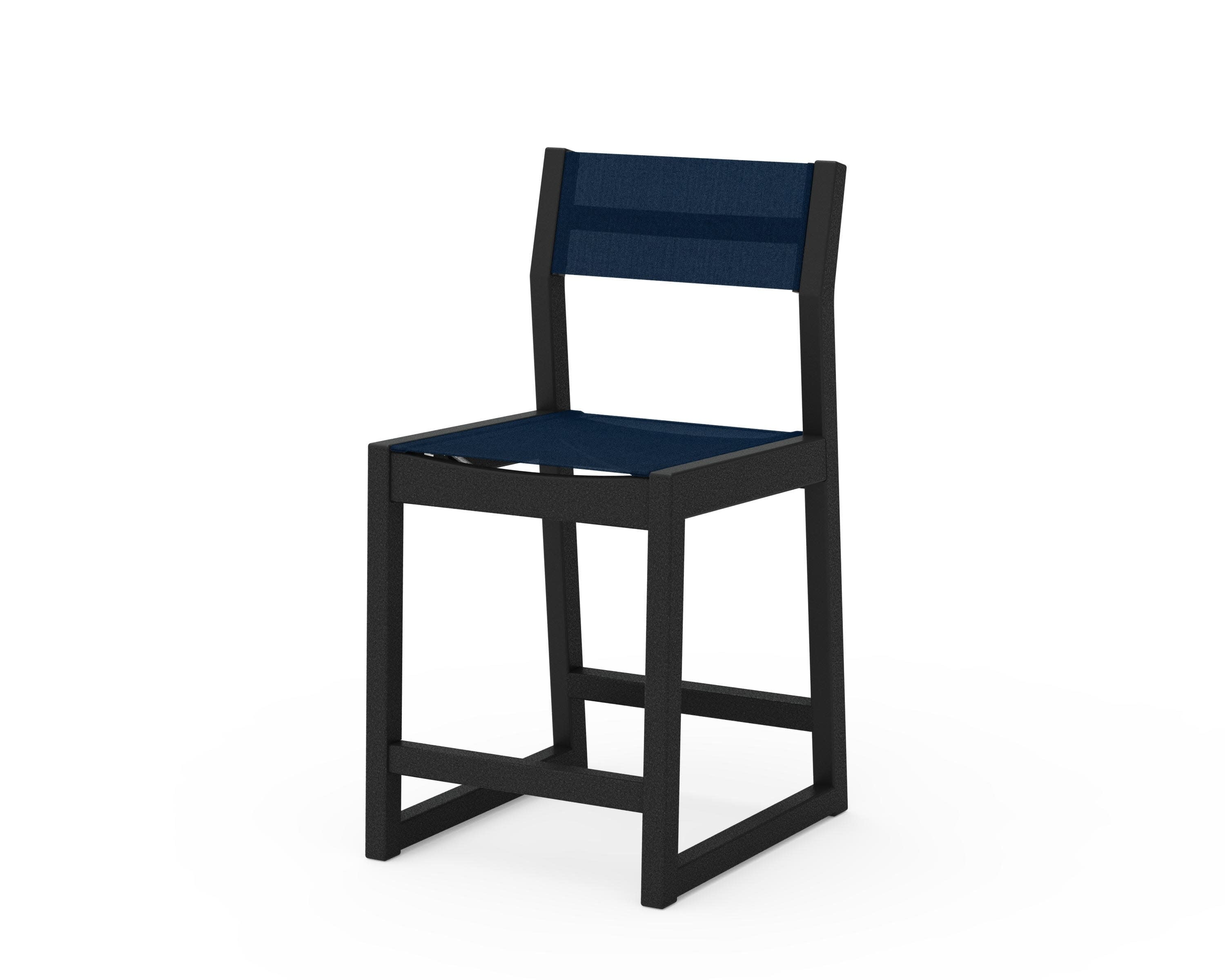 EDGE Sling Counter Side Chair in Black / Navy Blue Sling