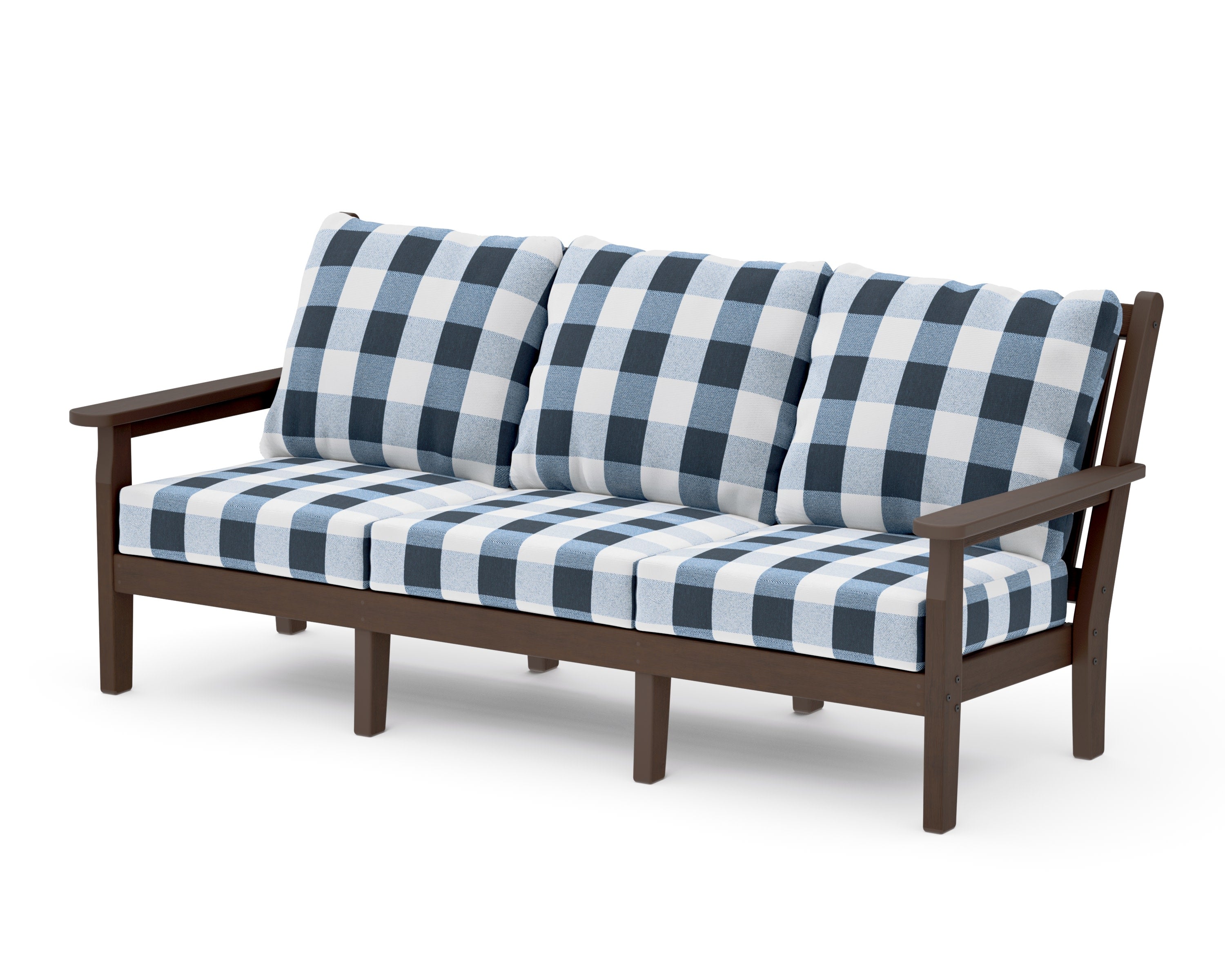 Chippendale Deep Seating Sofa in Kona / Buffalo Plaid Marine Indigo