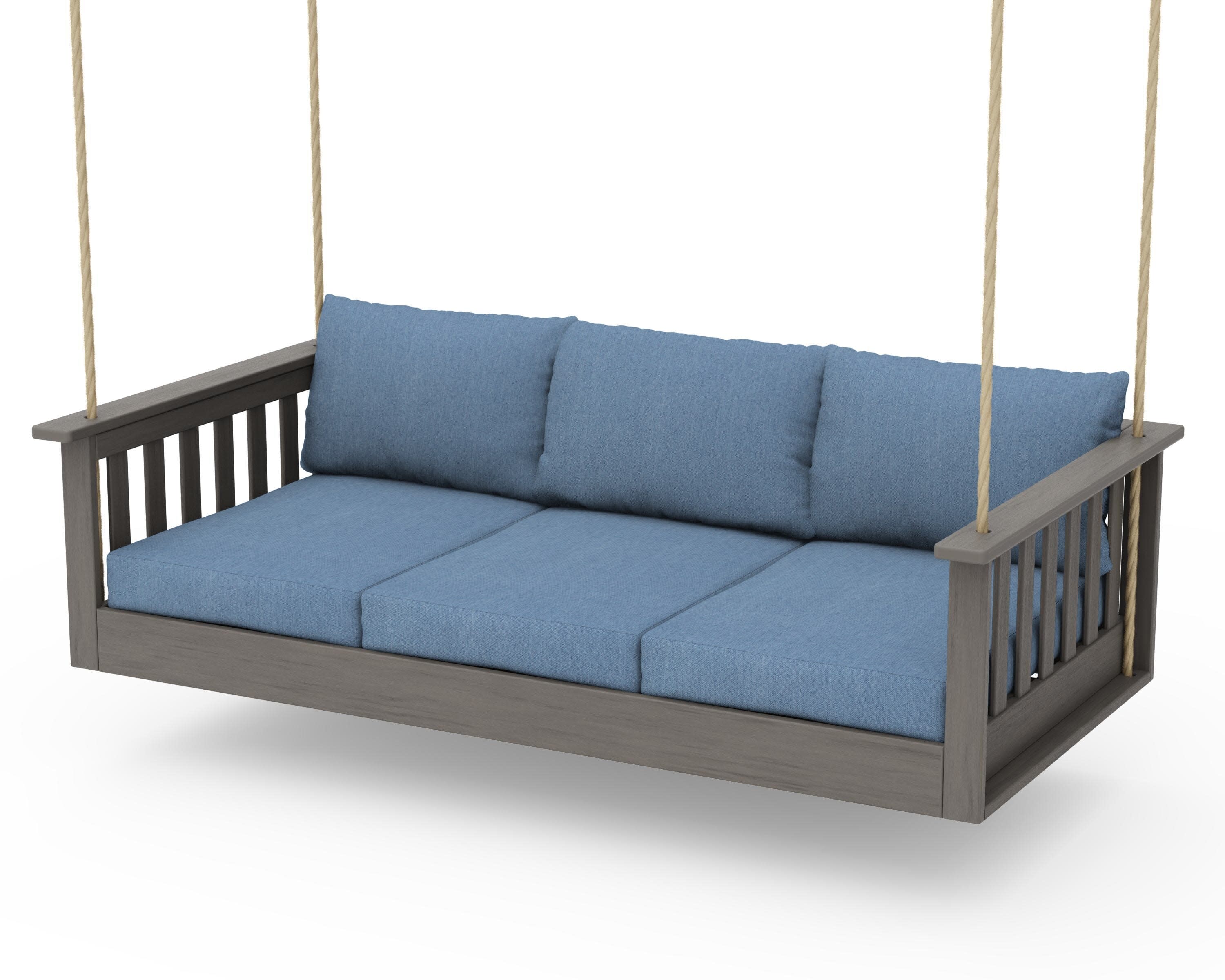 Vineyard Daybed Swing in Driftwood / Sky Blue