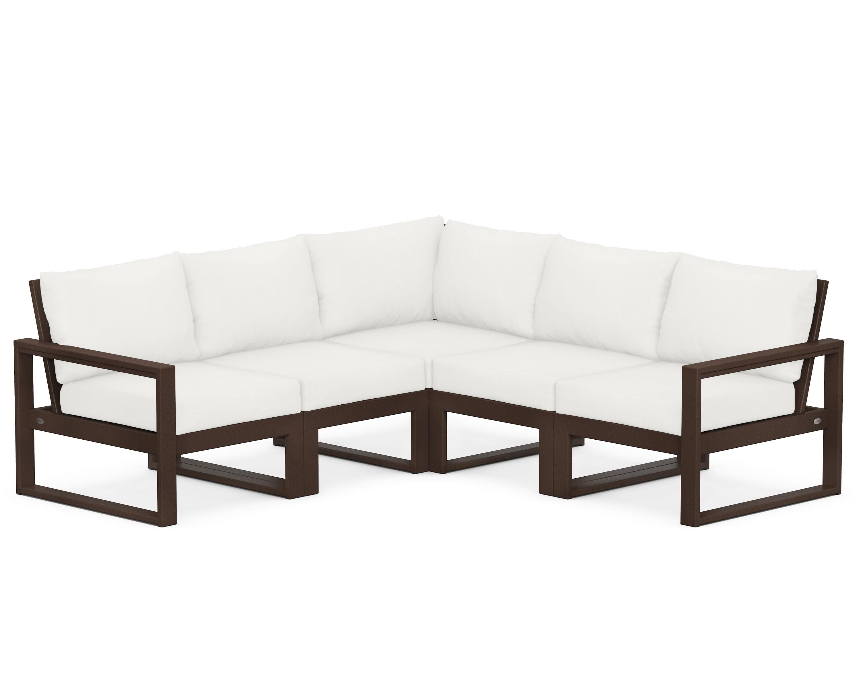 EDGE 5-Piece Modular Deep Seating Set in Mahogany / Natural Linen