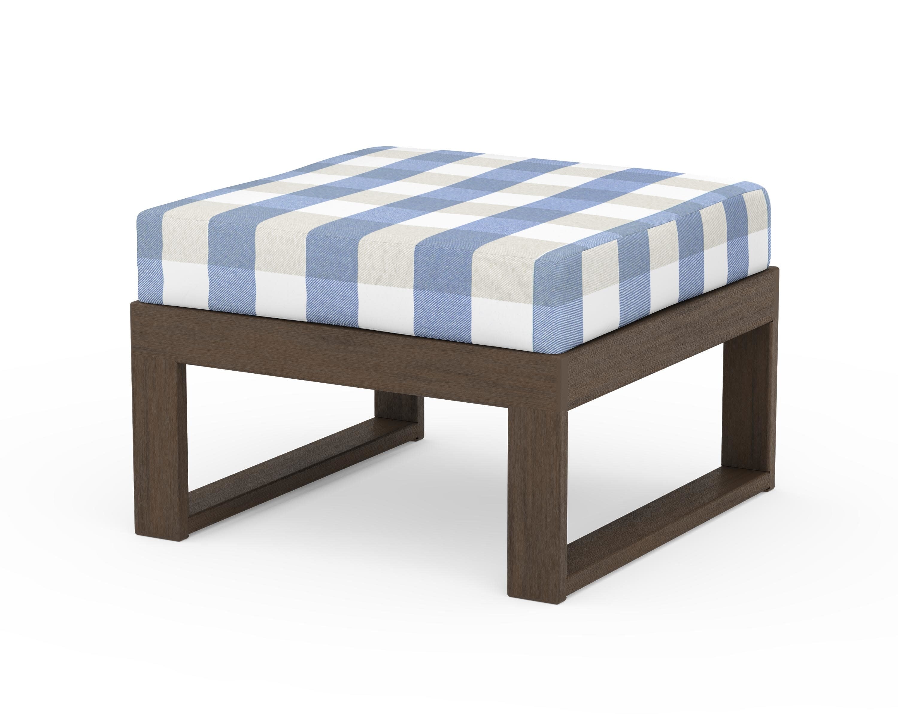 Modular Ottoman - Modern in Kona / Buffalo Plaid Sky Blue