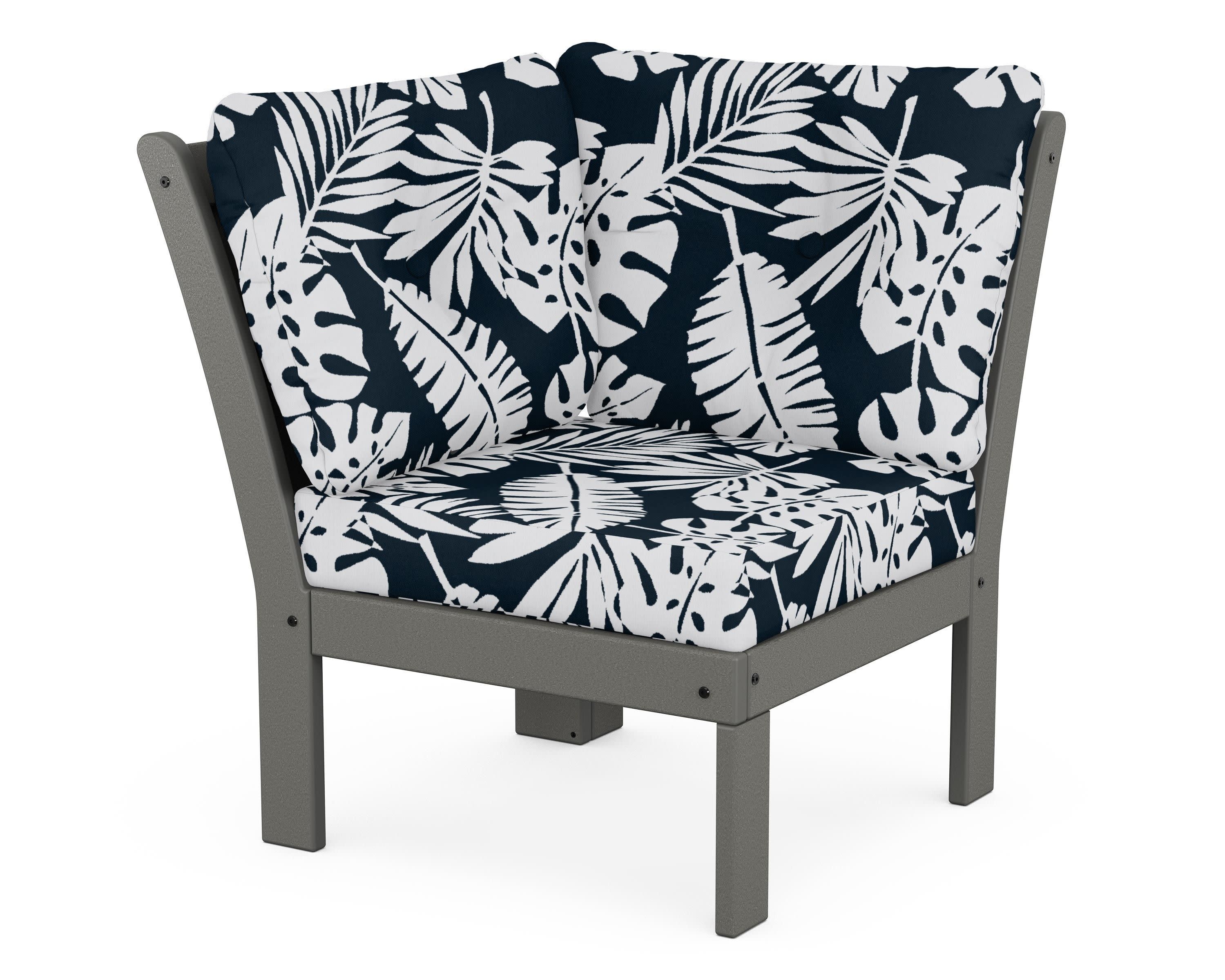 Vineyard Modular Corner Chair in Slate Grey / Leaf Marine Indigo