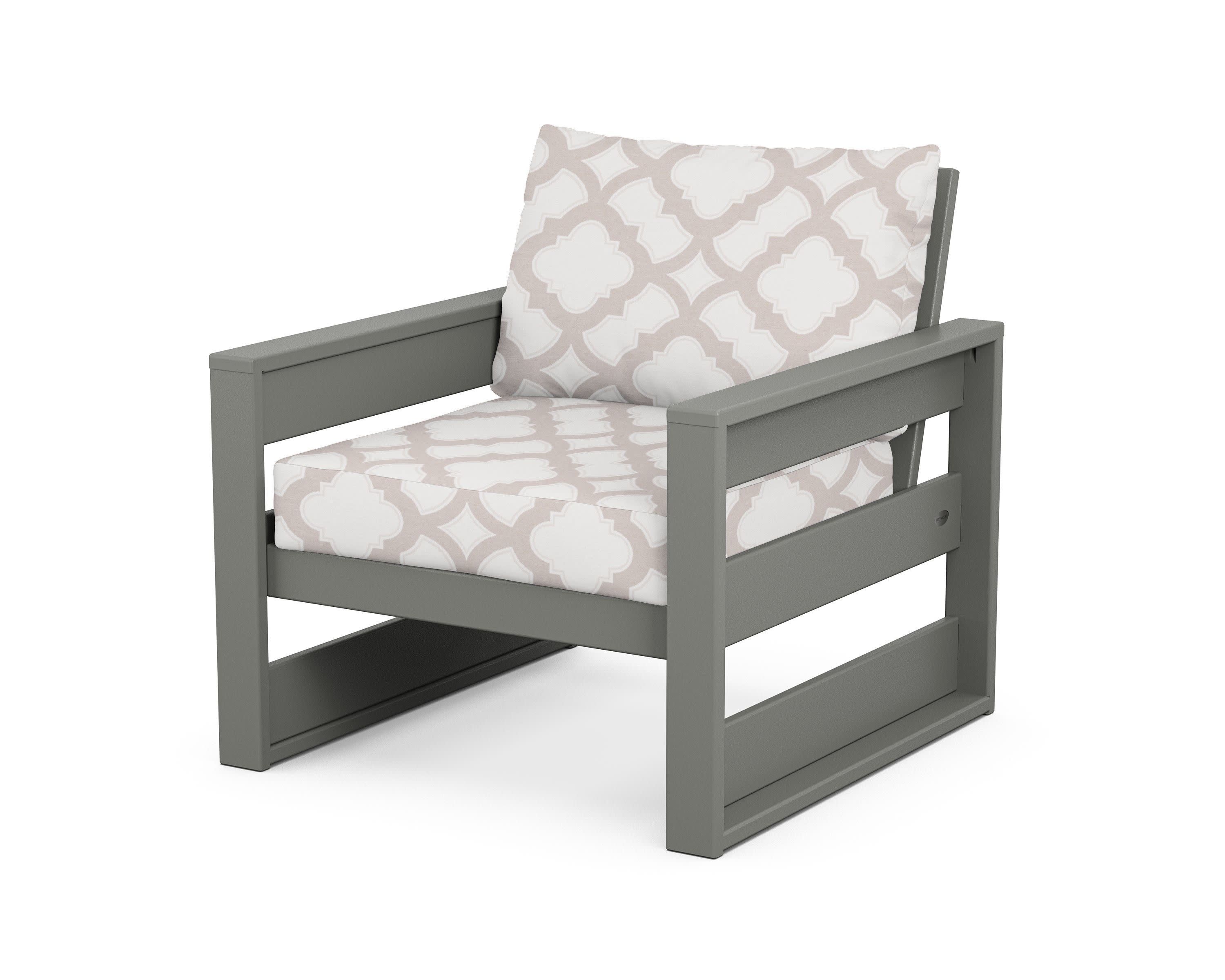 Westport Club Chair in Slate Grey / Trellis Dune Burlap