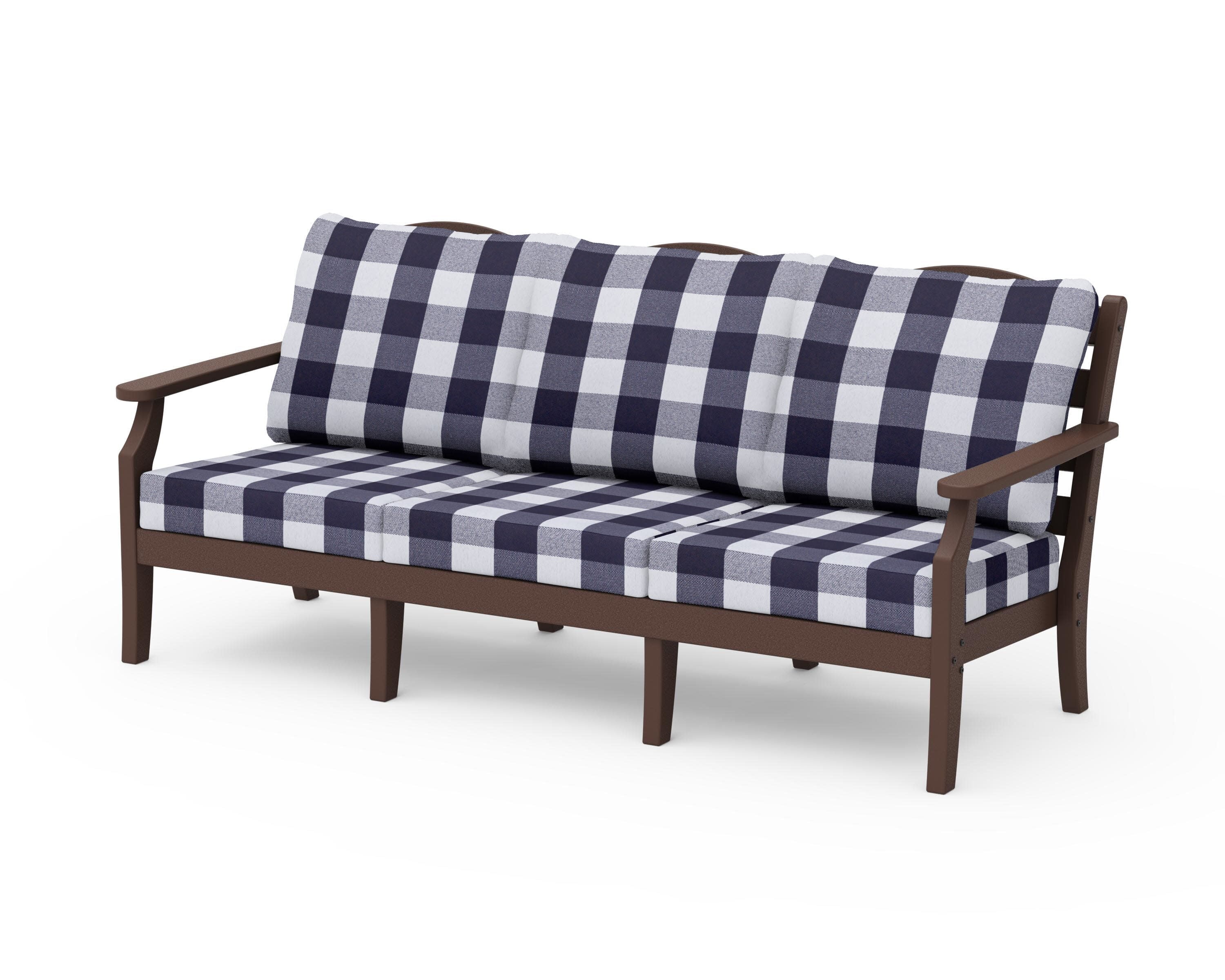 Savannah Deep Seating Sofa in Mahogany / Buffalo Plaid Navy