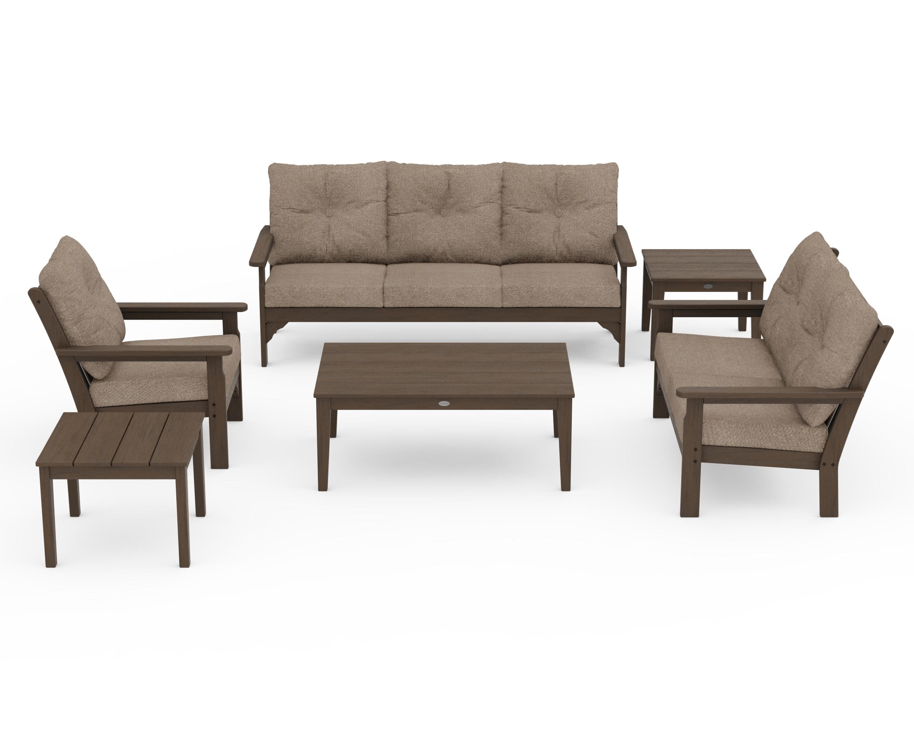 Vineyard 6-Piece Deep Seating Set in Kona / Spiced Burlap