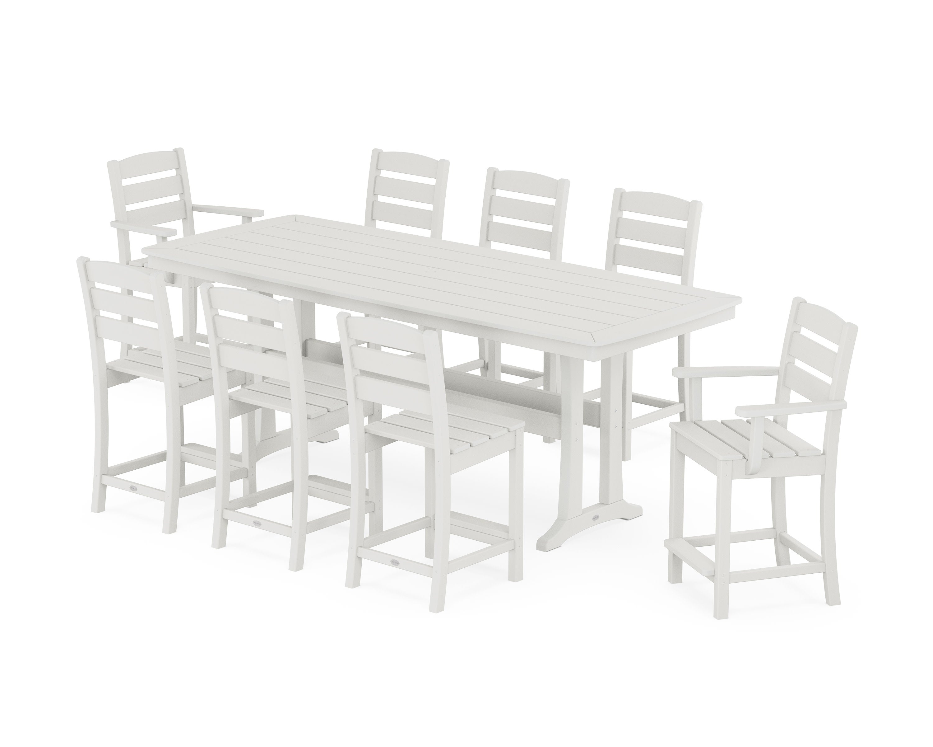 Lakeside 9-Piece Counter Set with Trestle Legs in Vintage White