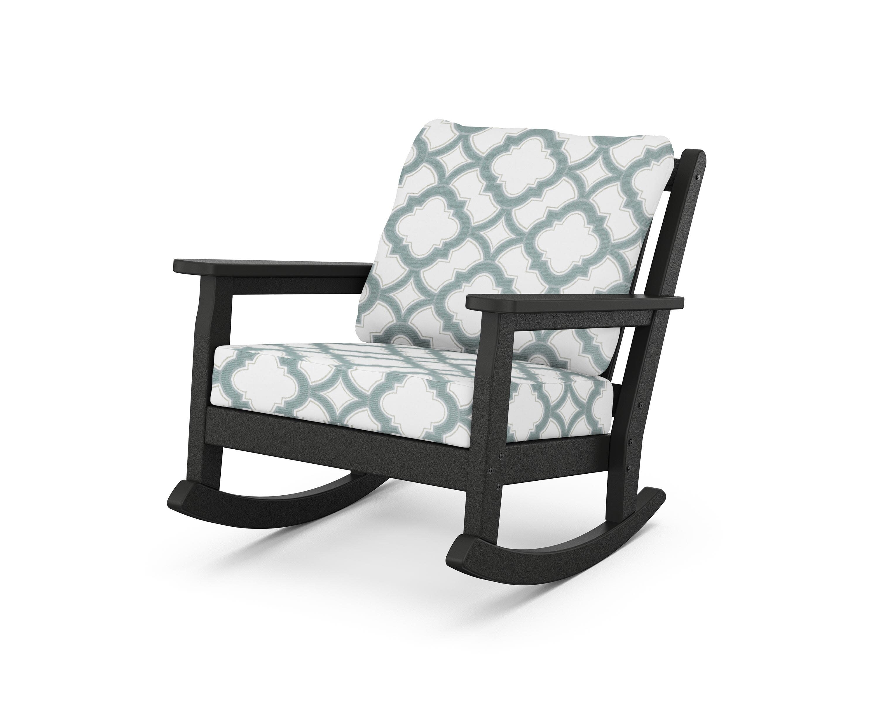 Chippendale Deep Seating Rocking Chair in Black / Trellis Glacier Spa