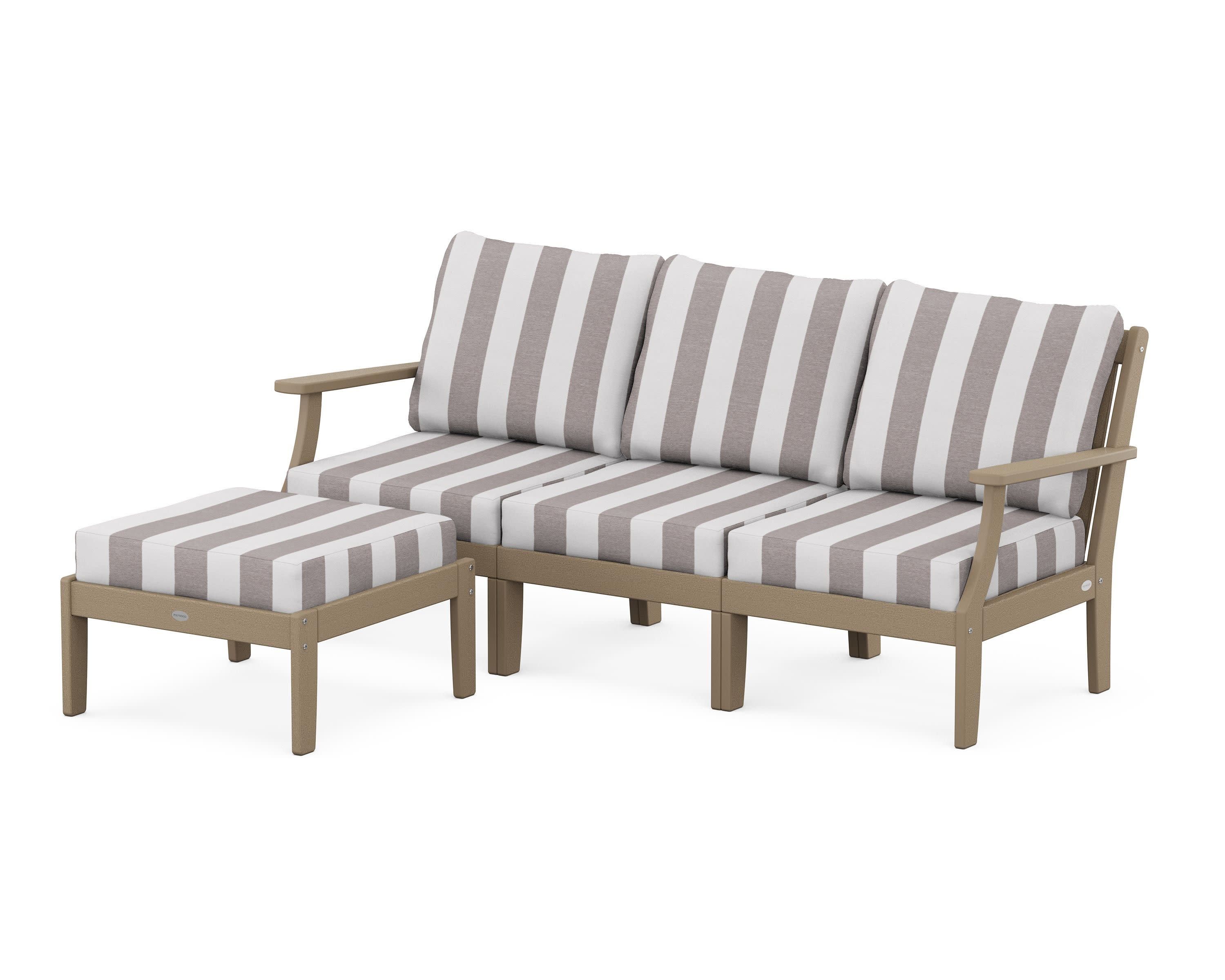 Braxton Modular 4-Piece Deep Seating Set with Ottoman in Vintage Sahara / Cabana Stripe Grey Mist