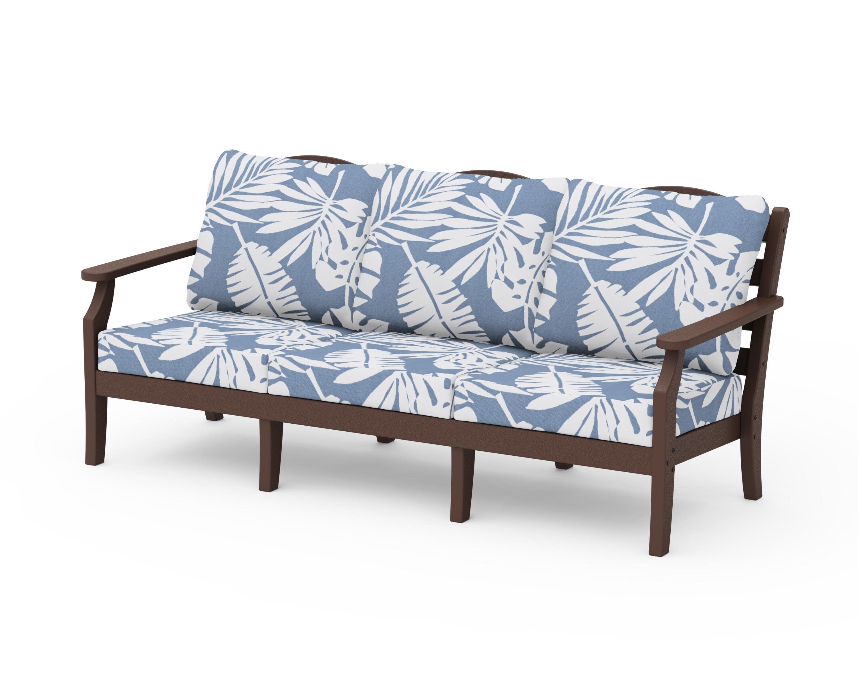 Savannah Deep Seating Sofa in Mahogany / Leaf Sky Blue