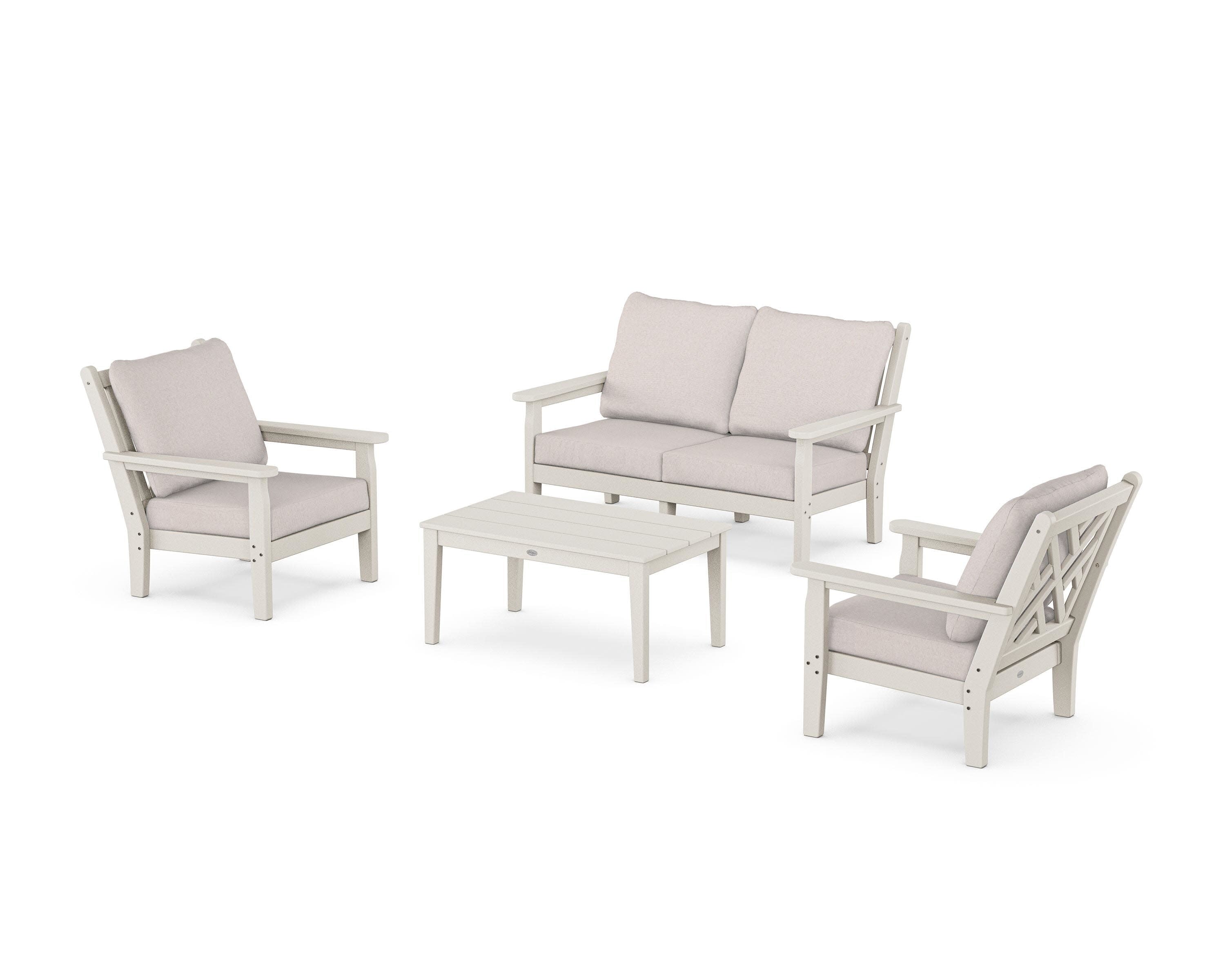 Chippendale 4-Piece Deep Seating Set with Loveseat in Sand / Dune Burlap