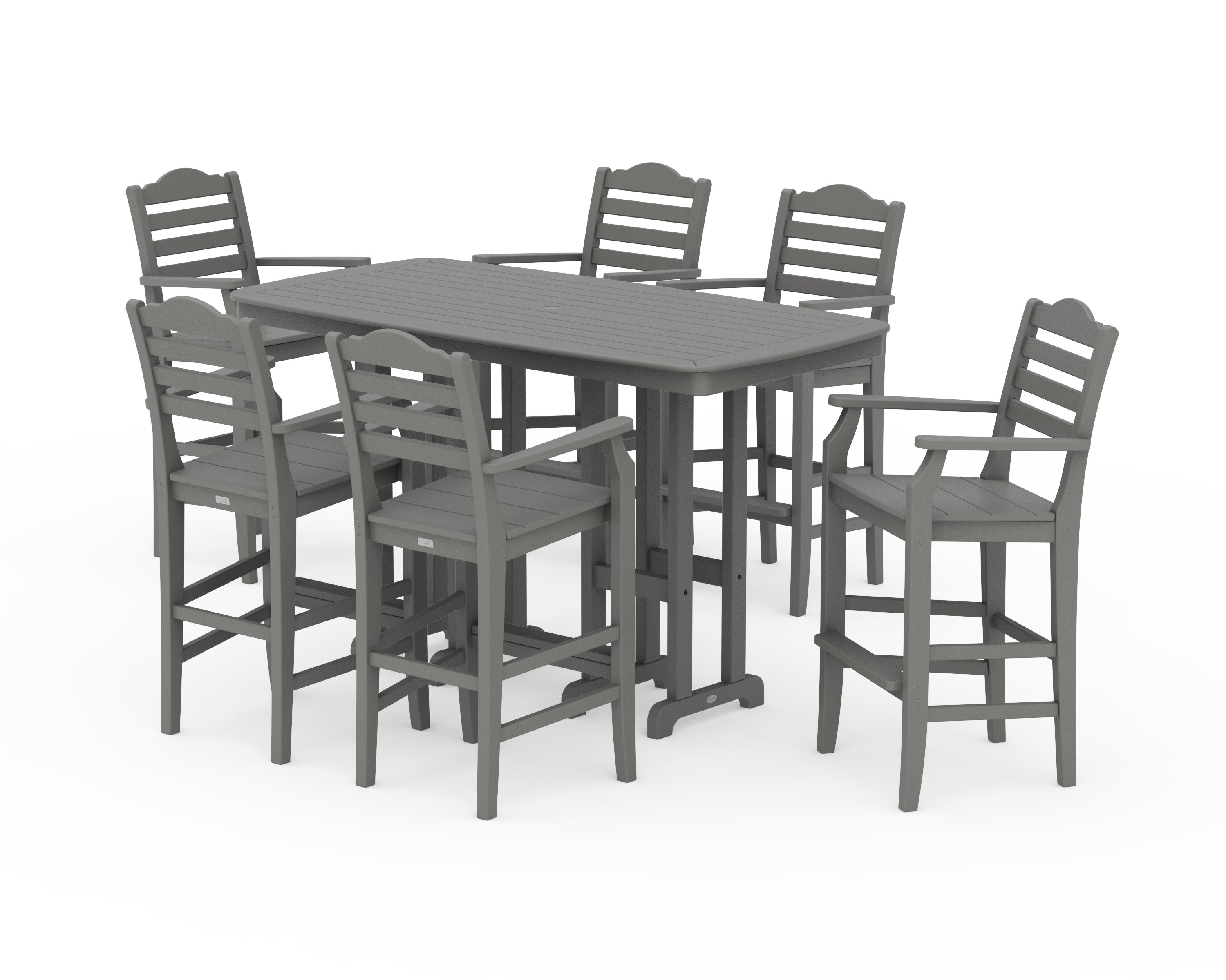 Savannah Arm Chair 7-Piece Bar Set in Slate Grey