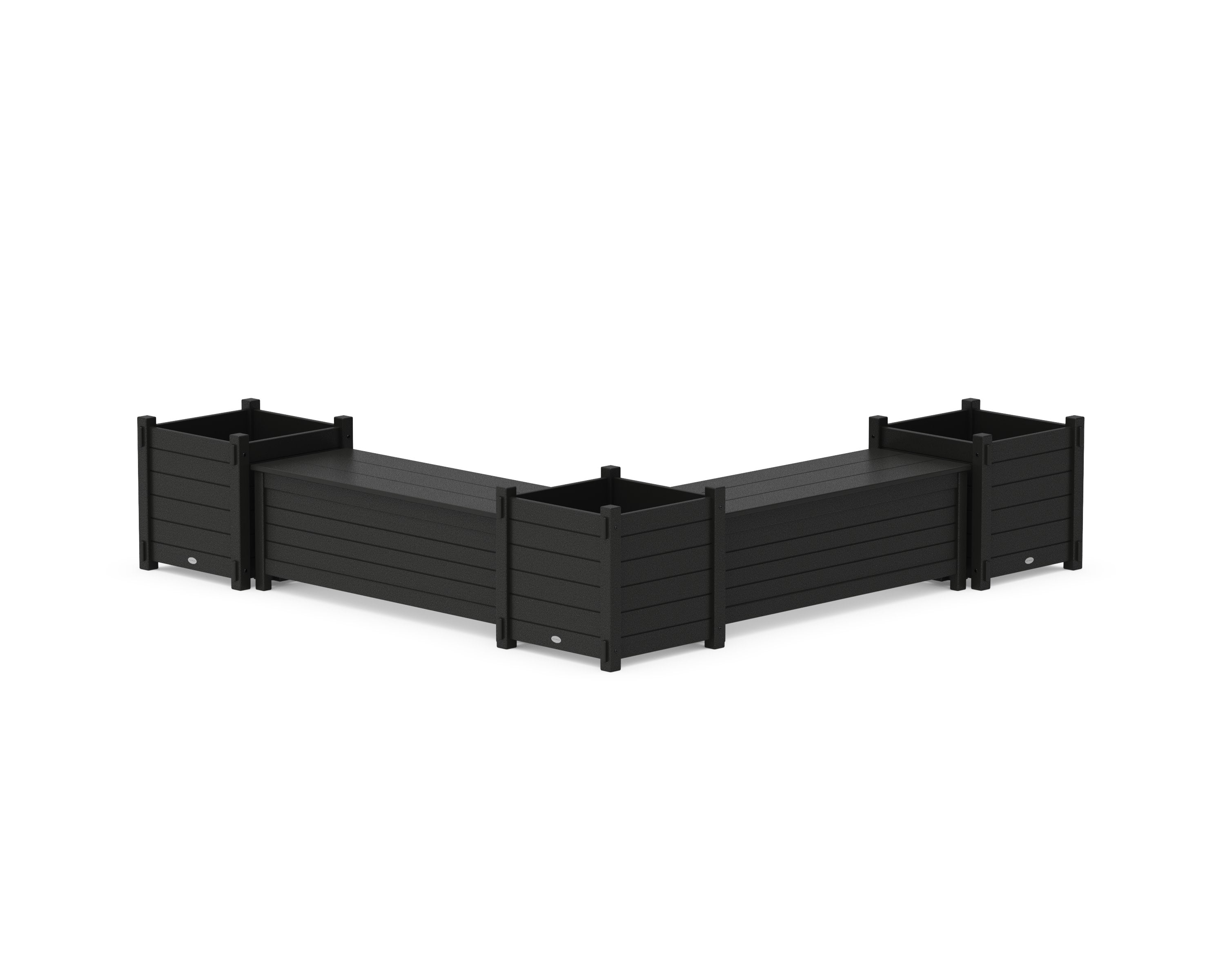 48" Nautical L- Shaped Planter Storage Bench Corner Set- Large in Black