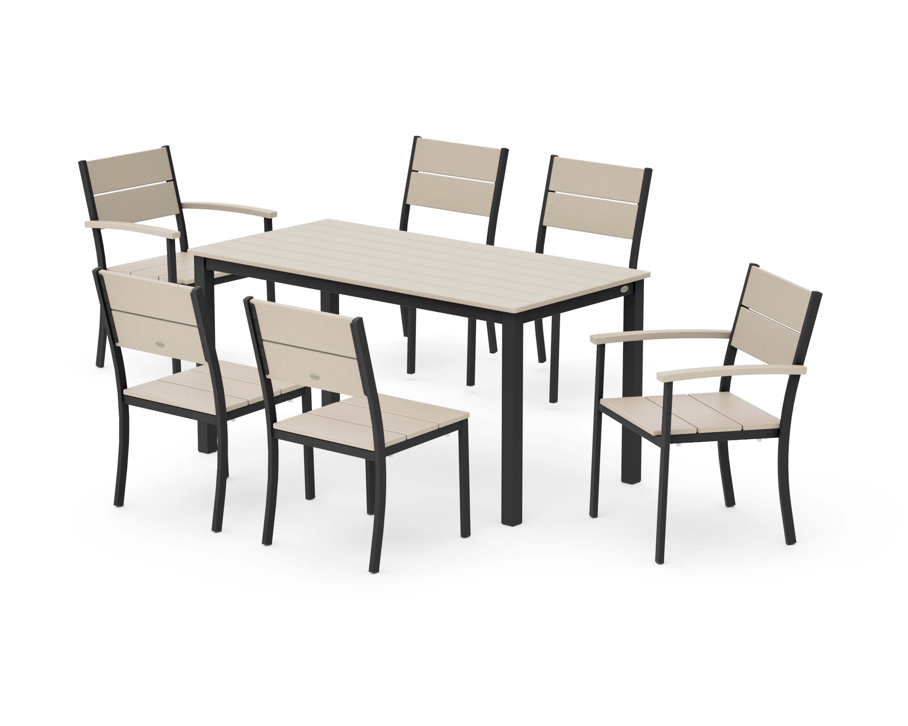 Main Street 7-Piece Dining Set in Black / Sand