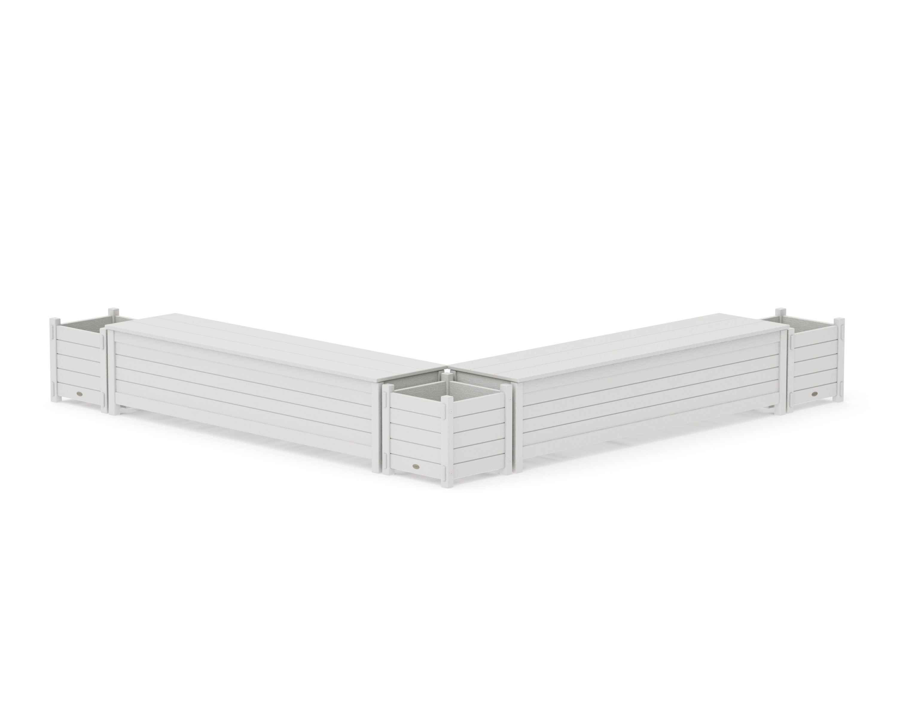 72" Nautical L- Shaped Planter Storage Bench Corner Set in Vintage White