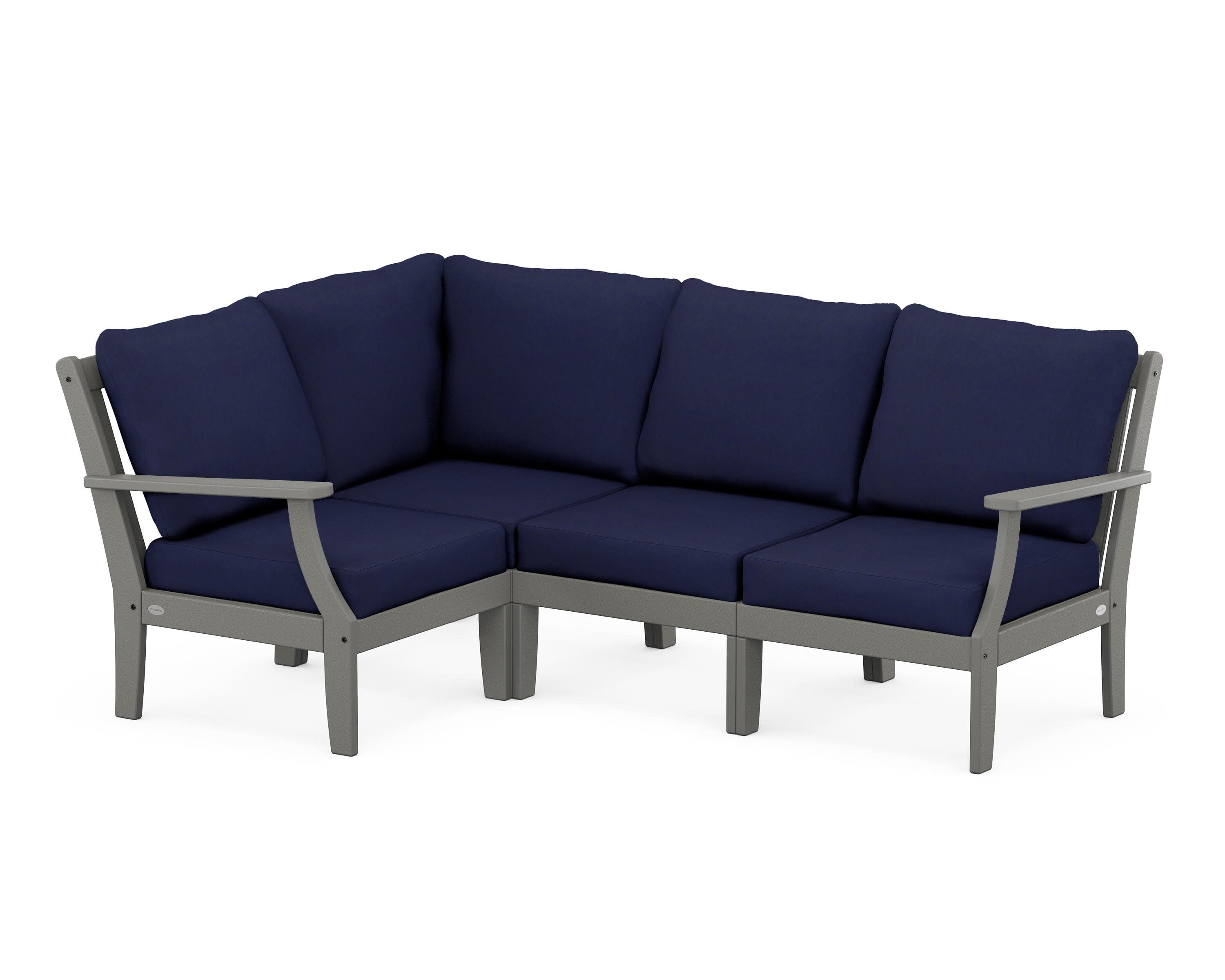 Braxton Modular 4-Piece Deep Seating Set in Slate Grey / Navy