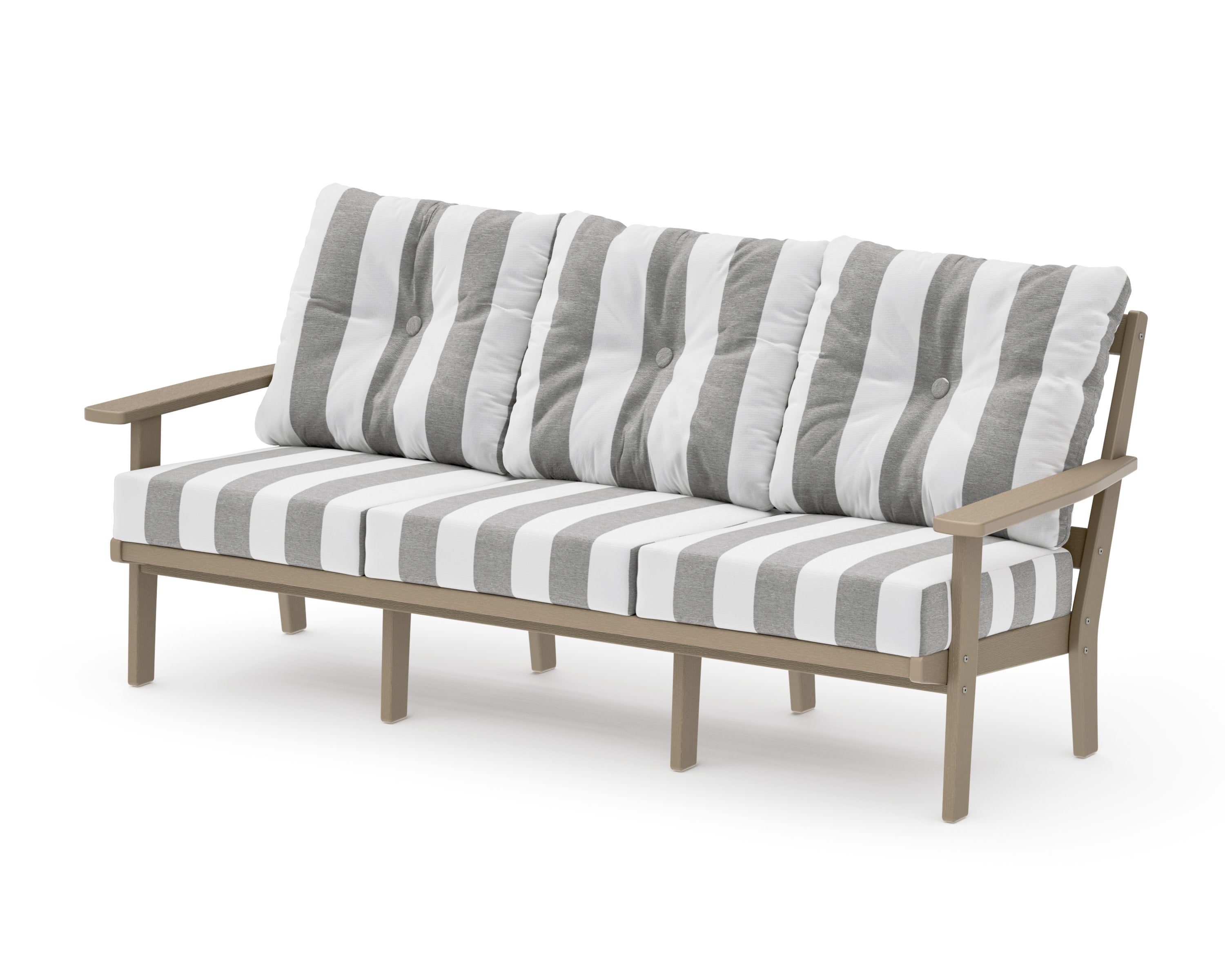 PrairieDeep Seating Sofa in Vintage Sahara / Cabana Stripe Grey Mist