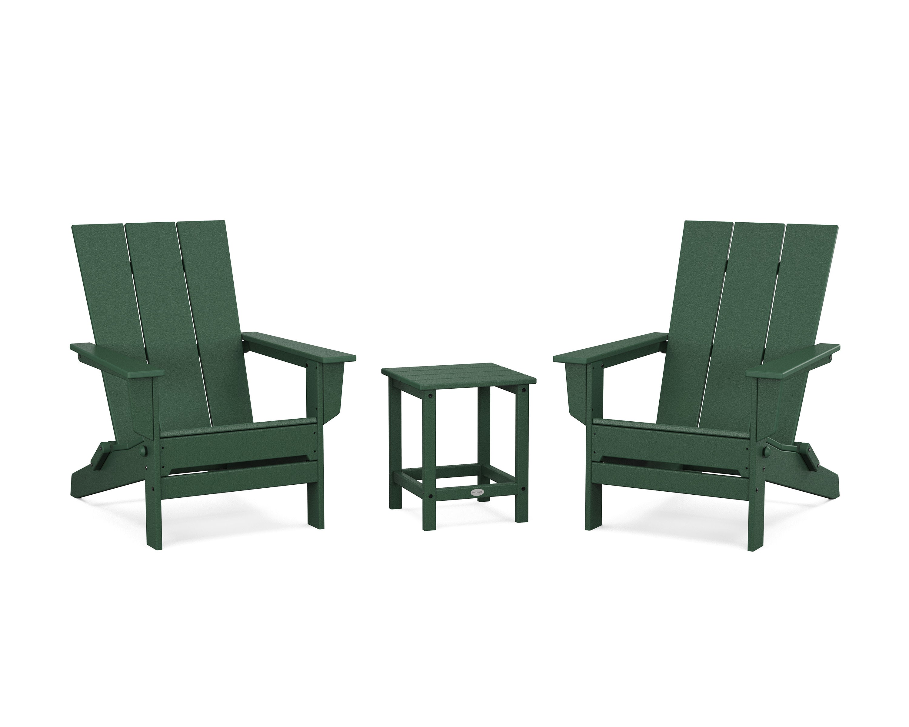 3-Piece Modern Studio Folding Adirondack Set in Green