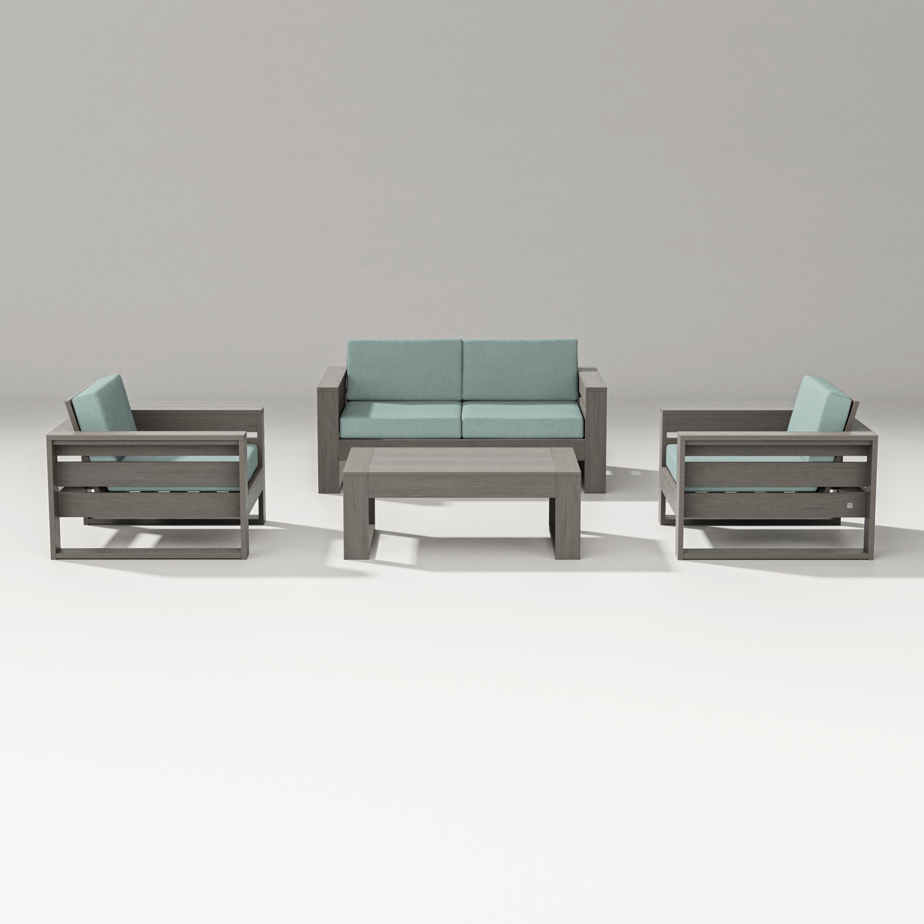 Latitude 4-Piece Lounge Loveseat Set in Driftwood / Glacier Spa