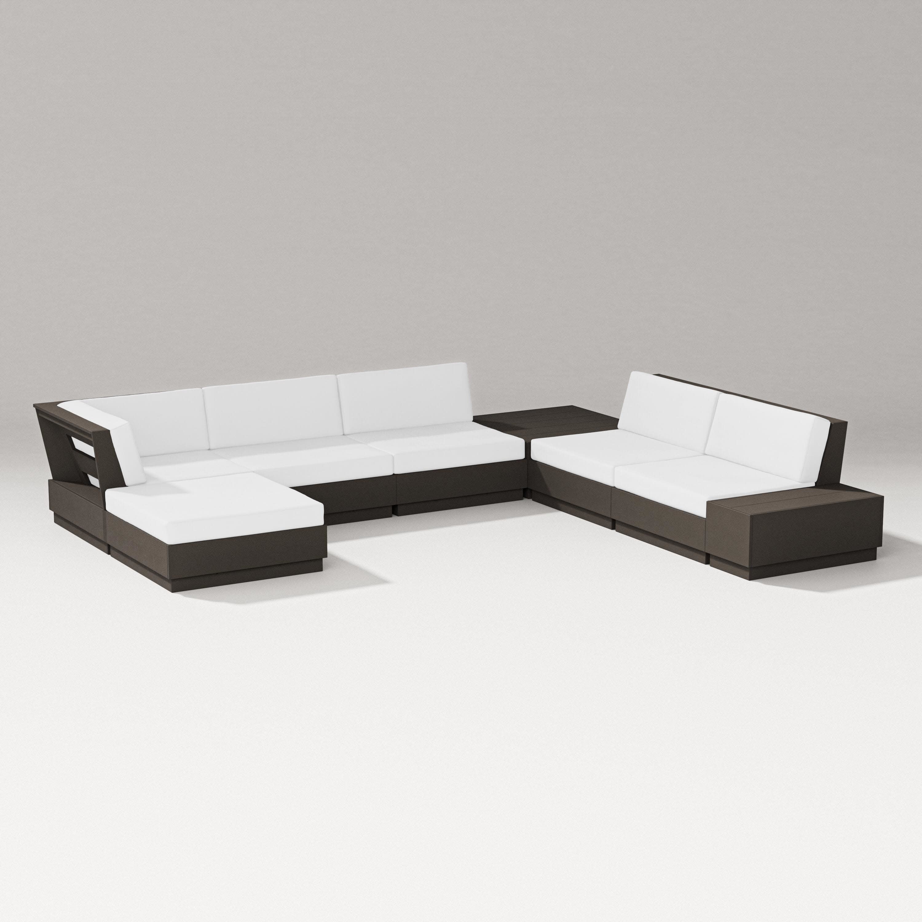 Elevate 8-Piece Corner Sectional in Vintage Coffee / Natural